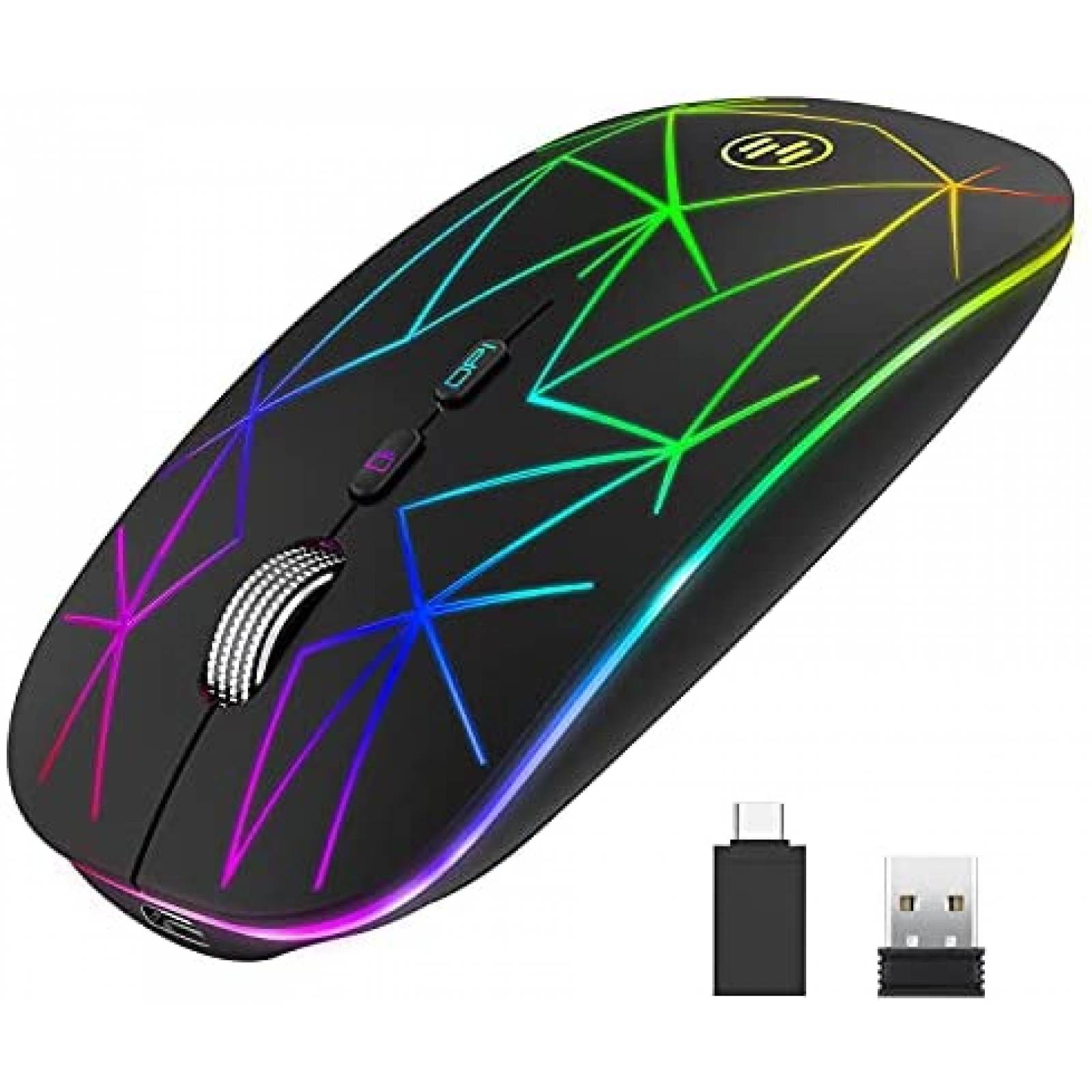 Mouse TENMOS TM001 Compatible LED RGB Bluetooth -Negro