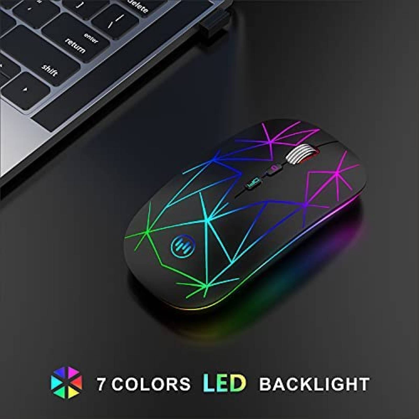 Mouse TENMOS TM001 Compatible LED RGB Bluetooth -Negro