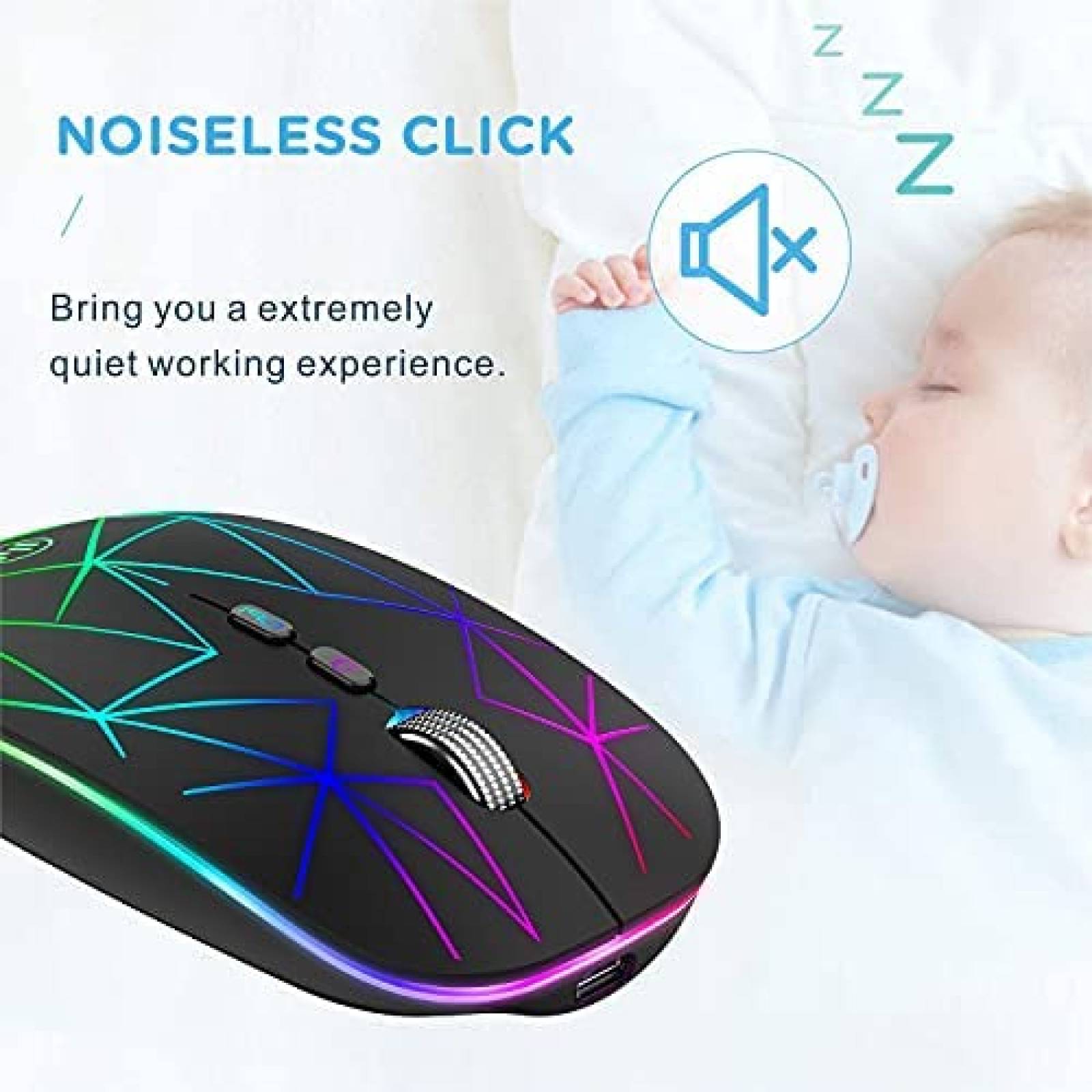 Mouse TENMOS TM001 Compatible LED RGB Bluetooth -Negro