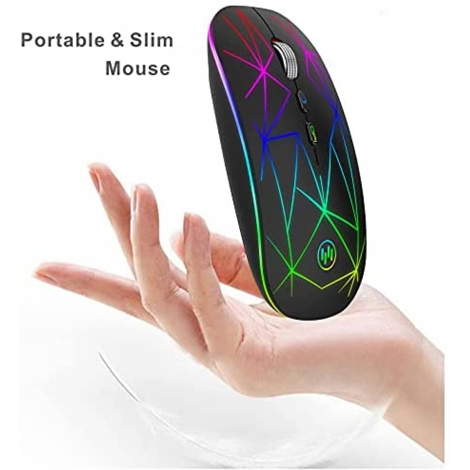 Mouse TENMOS TM001 Compatible LED RGB Bluetooth -Negro