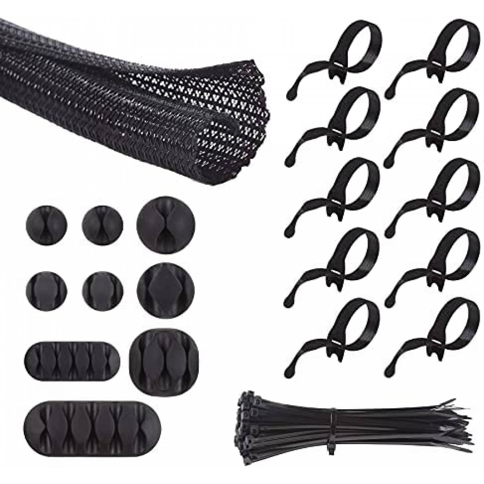 Organizador para Cables Alex Tech 10ft - 1/2 50 Pzs -Negro