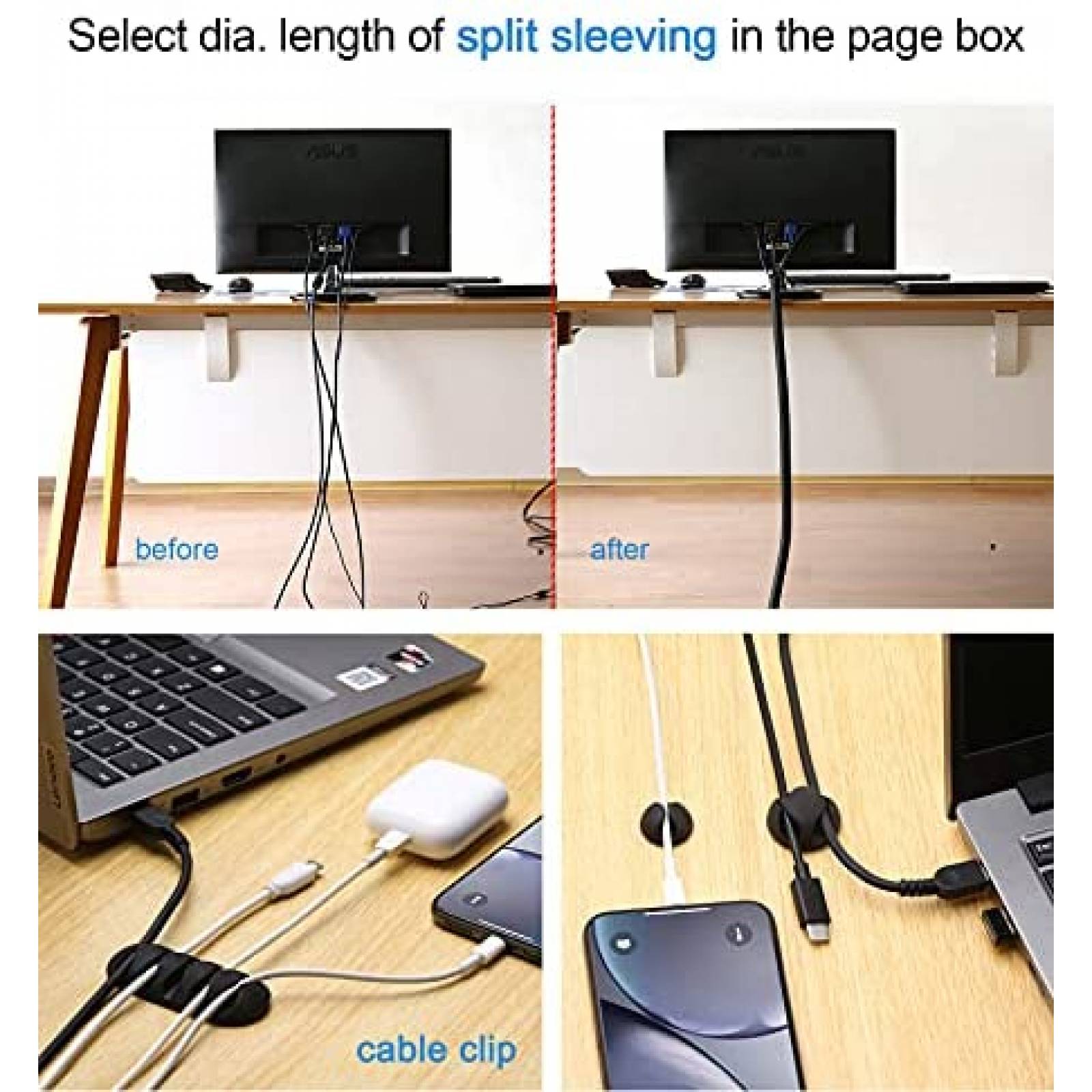 Organizador para Cables Alex Tech 10ft - 1/2 50 Pzs -Negro