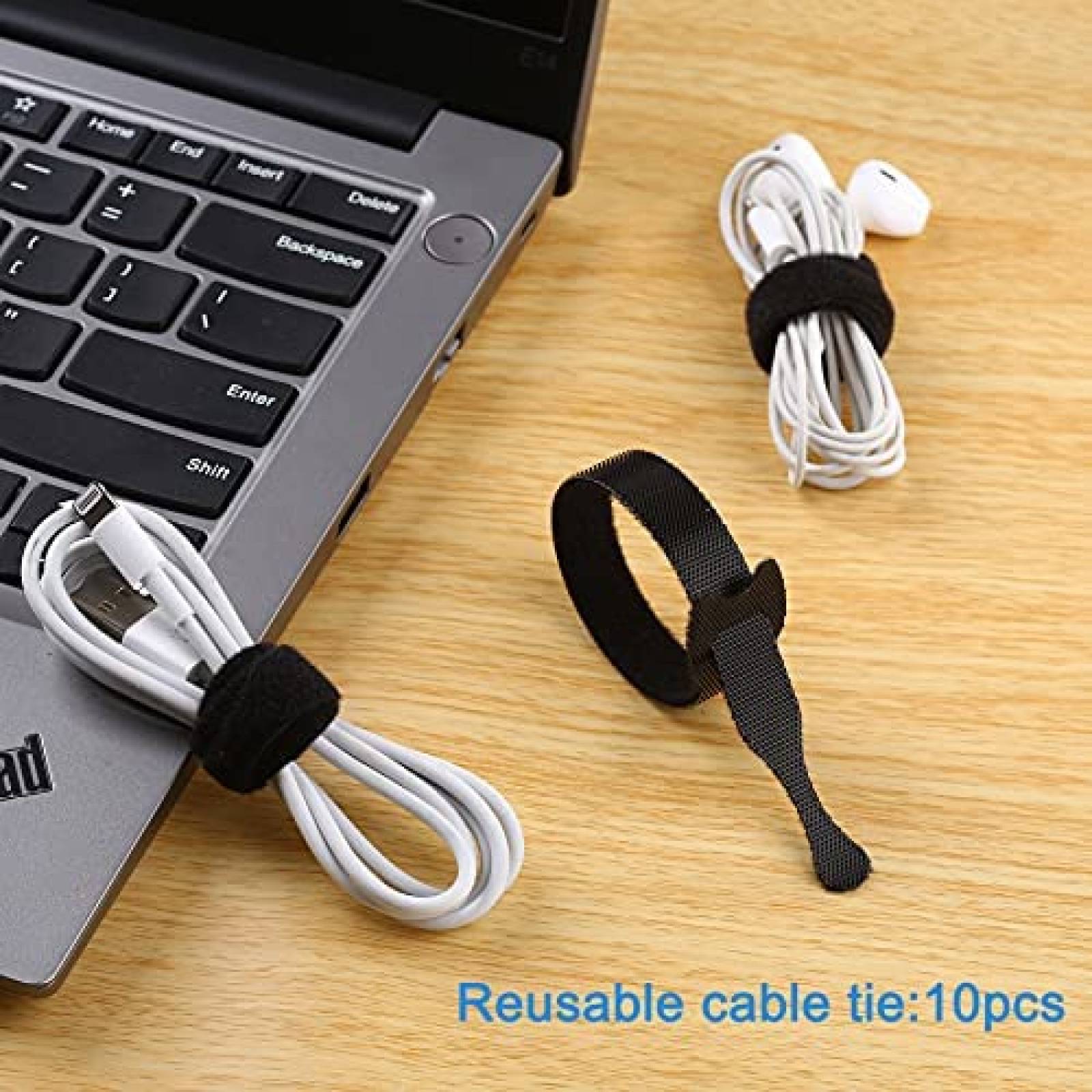Organizador para Cables Alex Tech 10ft - 1/2 50 Pzs -Negro
