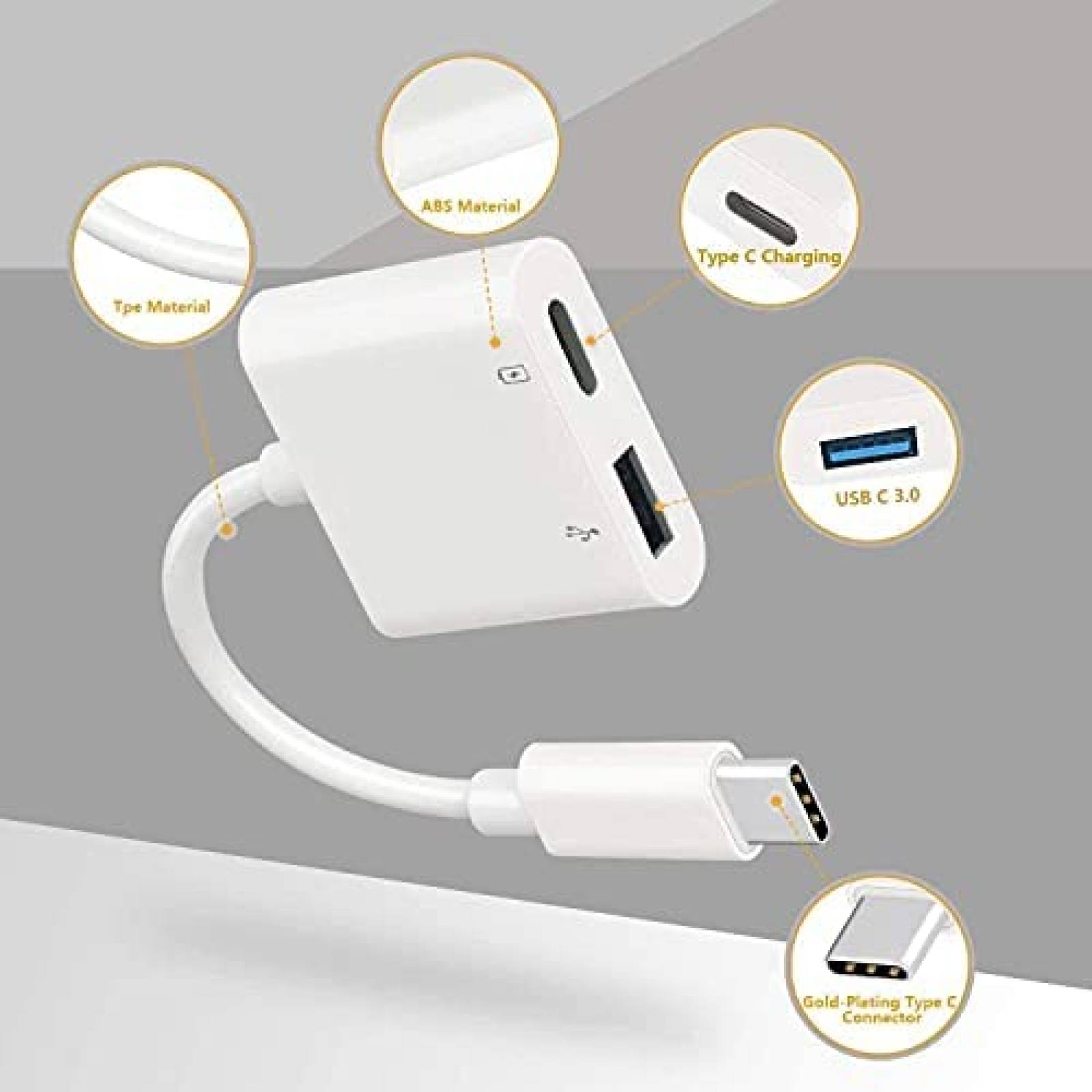 Adaptador Cargador Feipu 60W USB C-USB Compatible -Blanco