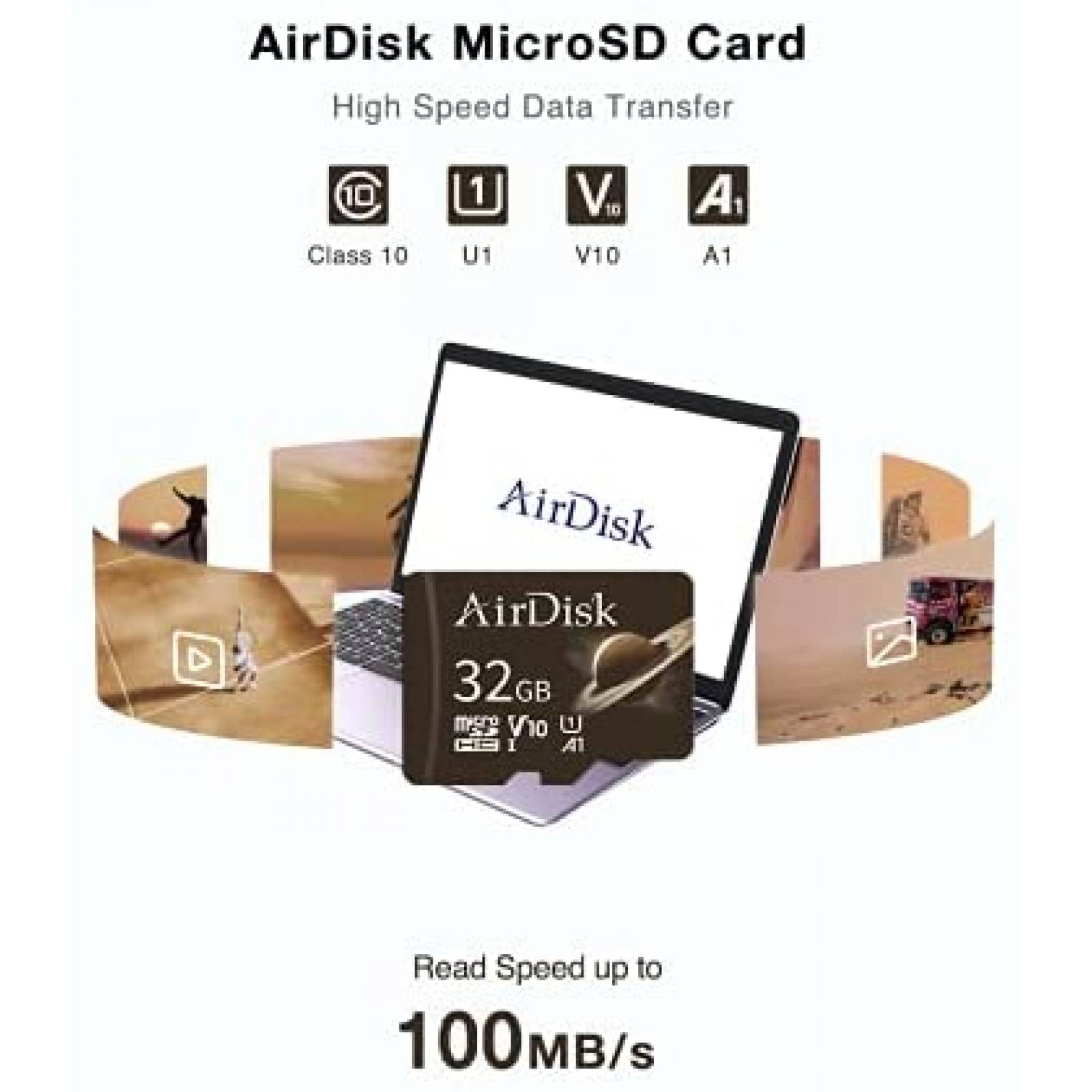 Tarjeta de Memoria AirDisk 2 Pzs Micro SD 32 GB -Negro