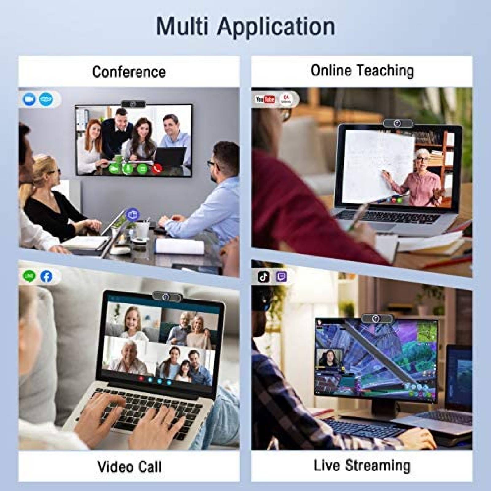 Webcam MOSONTH 2K Puerto USB con Microfono Integrado -Negro