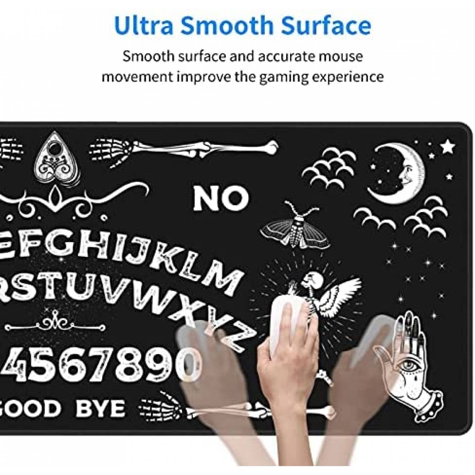 Mouse Pad XXL Yaateeh de 31.5'' X 11.8'' Ouija -Negro