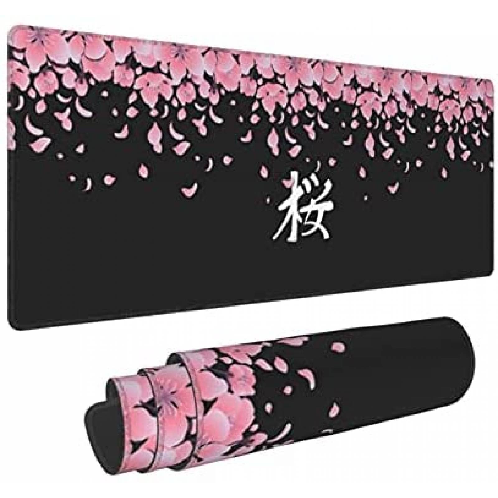 Mouse Pad XXL Kelysun Sakura de 31.5''x11.8'' -Negro/Rosa