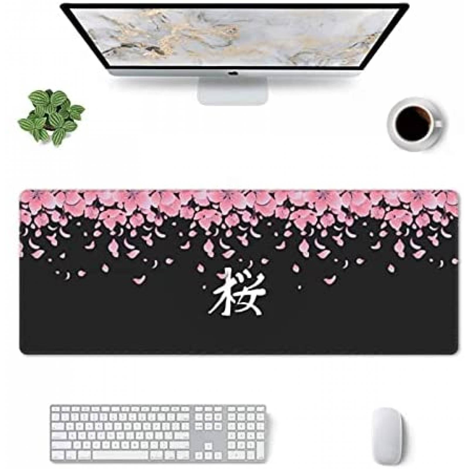 Mouse Pad XXL Kelysun Sakura de 31.5''x11.8'' -Negro/Rosa