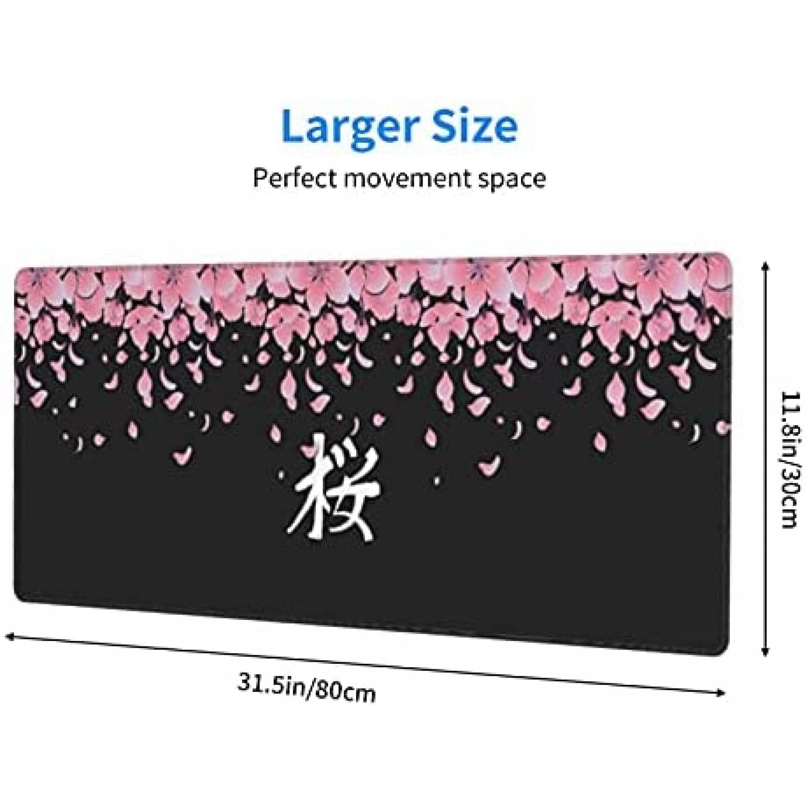 Mouse Pad XXL Kelysun Sakura de 31.5''x11.8'' -Negro/Rosa
