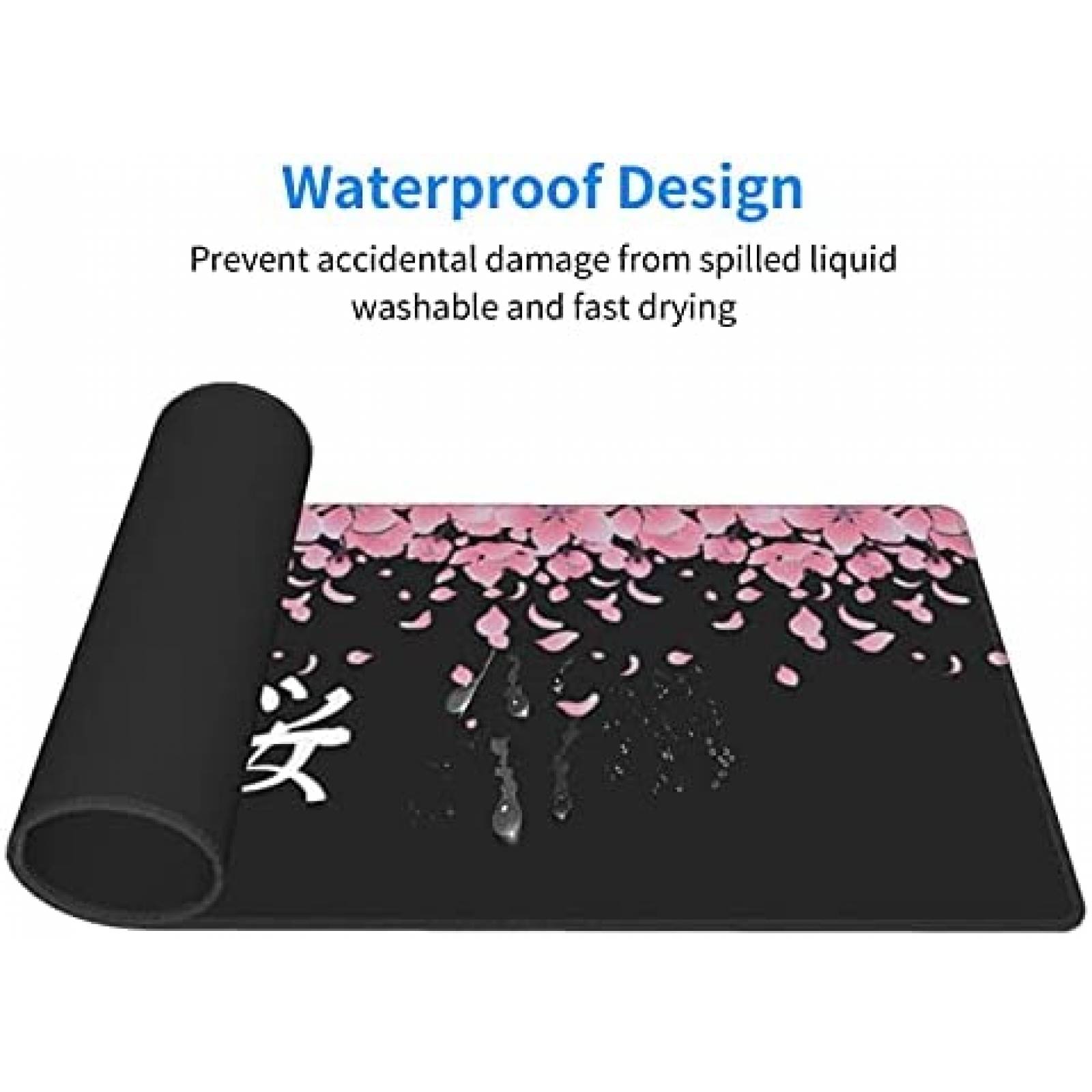Mouse Pad XXL Kelysun Sakura de 31.5''x11.8'' -Negro/Rosa