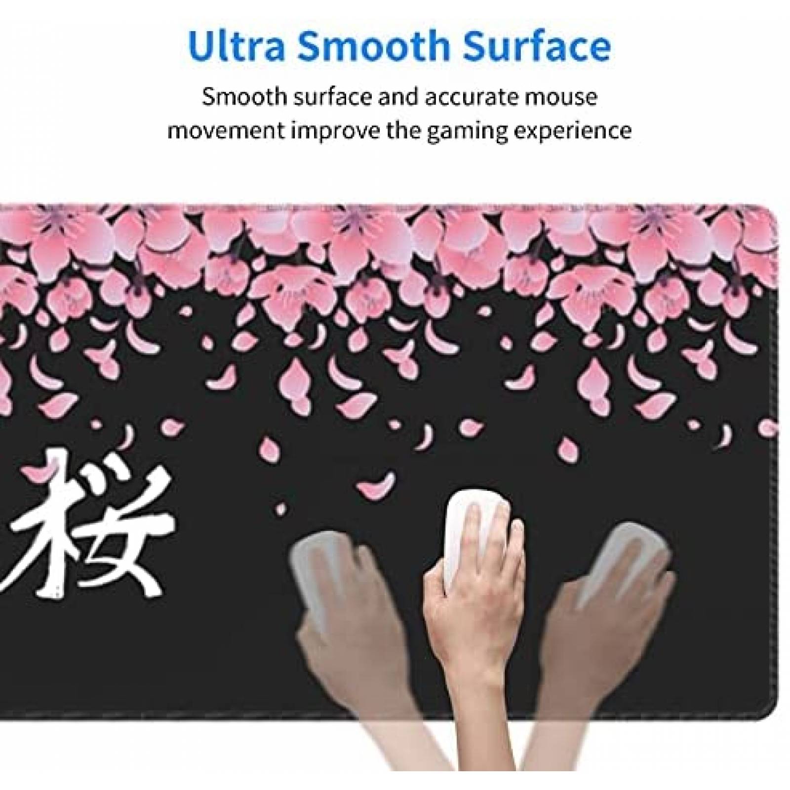 Mouse Pad XXL Kelysun Sakura de 31.5''x11.8'' -Negro/Rosa