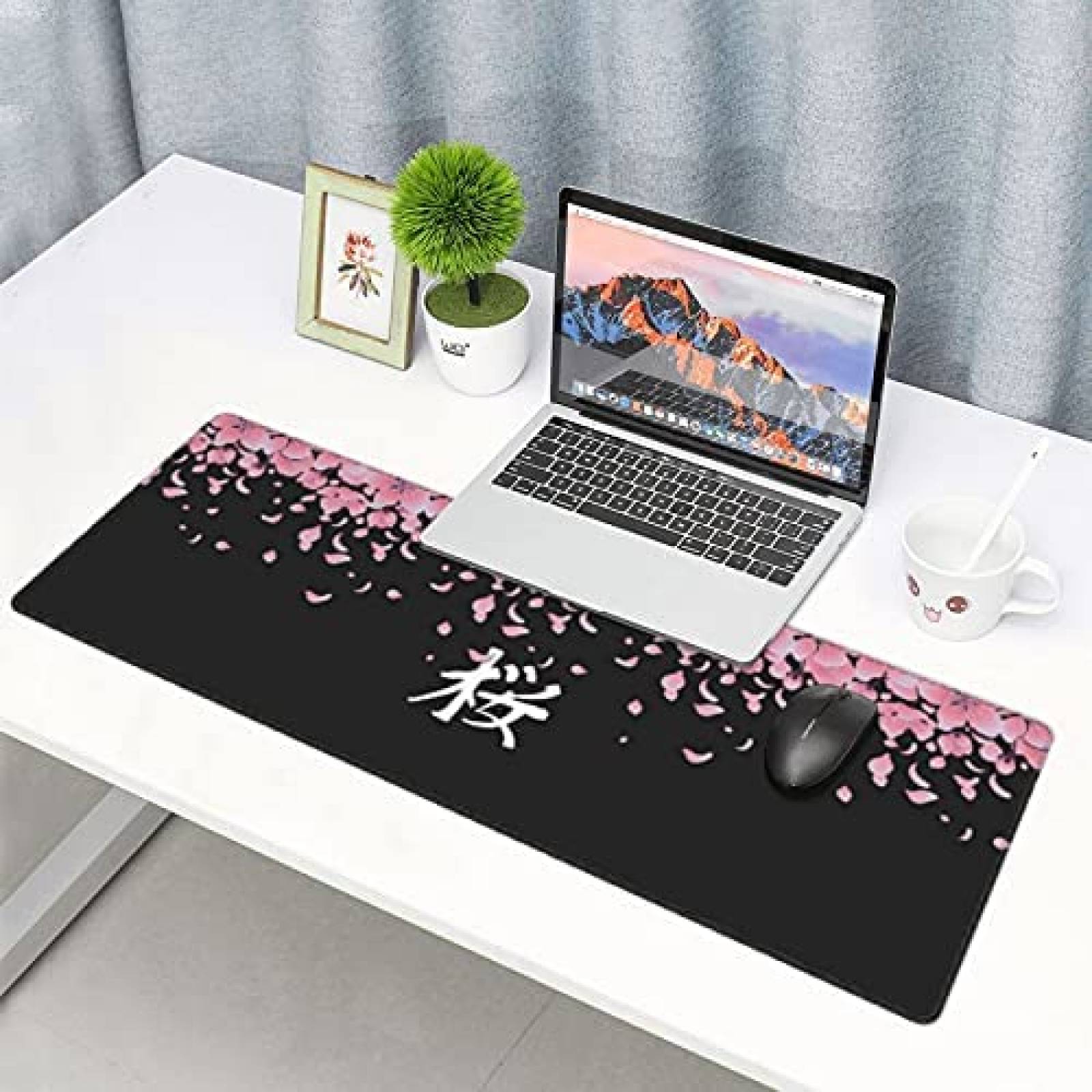 Mouse Pad XXL Kelysun Sakura de 31.5''x11.8'' -Negro/Rosa