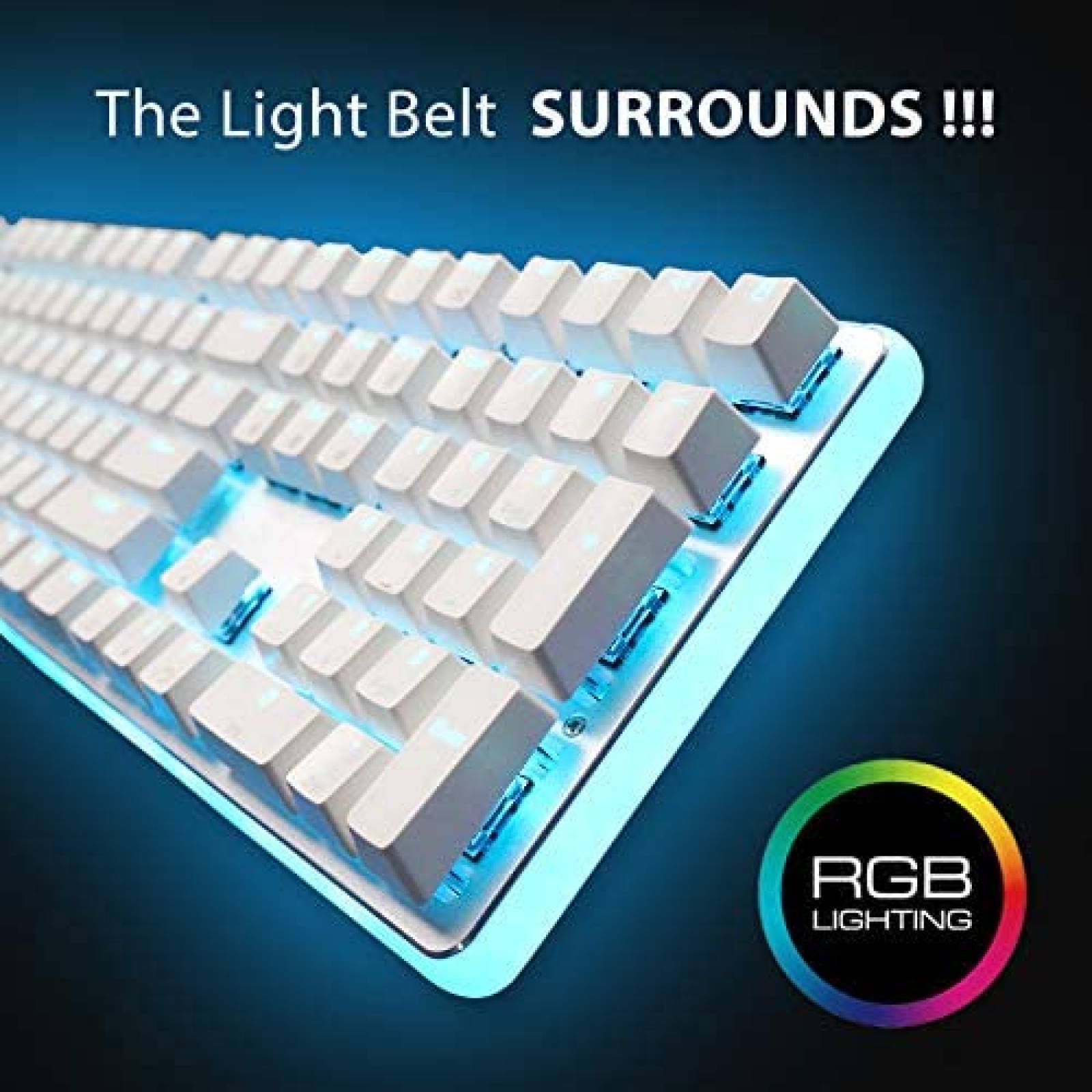 Teclado Gamer ROYAL KLUDGE con Luz LED de 108 Teclas -Blanco