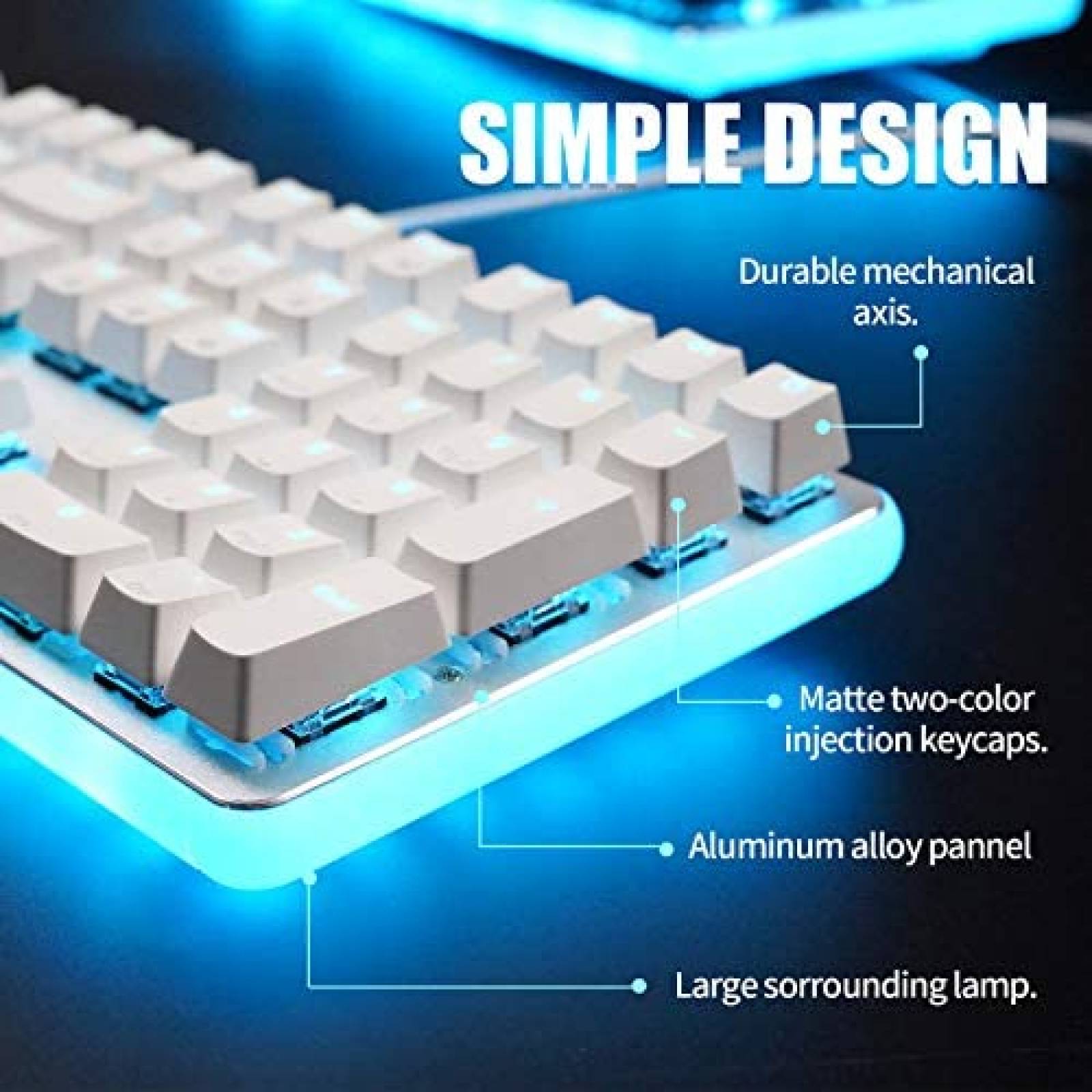 Teclado Gamer ROYAL KLUDGE con Luz LED de 108 Teclas -Blanco