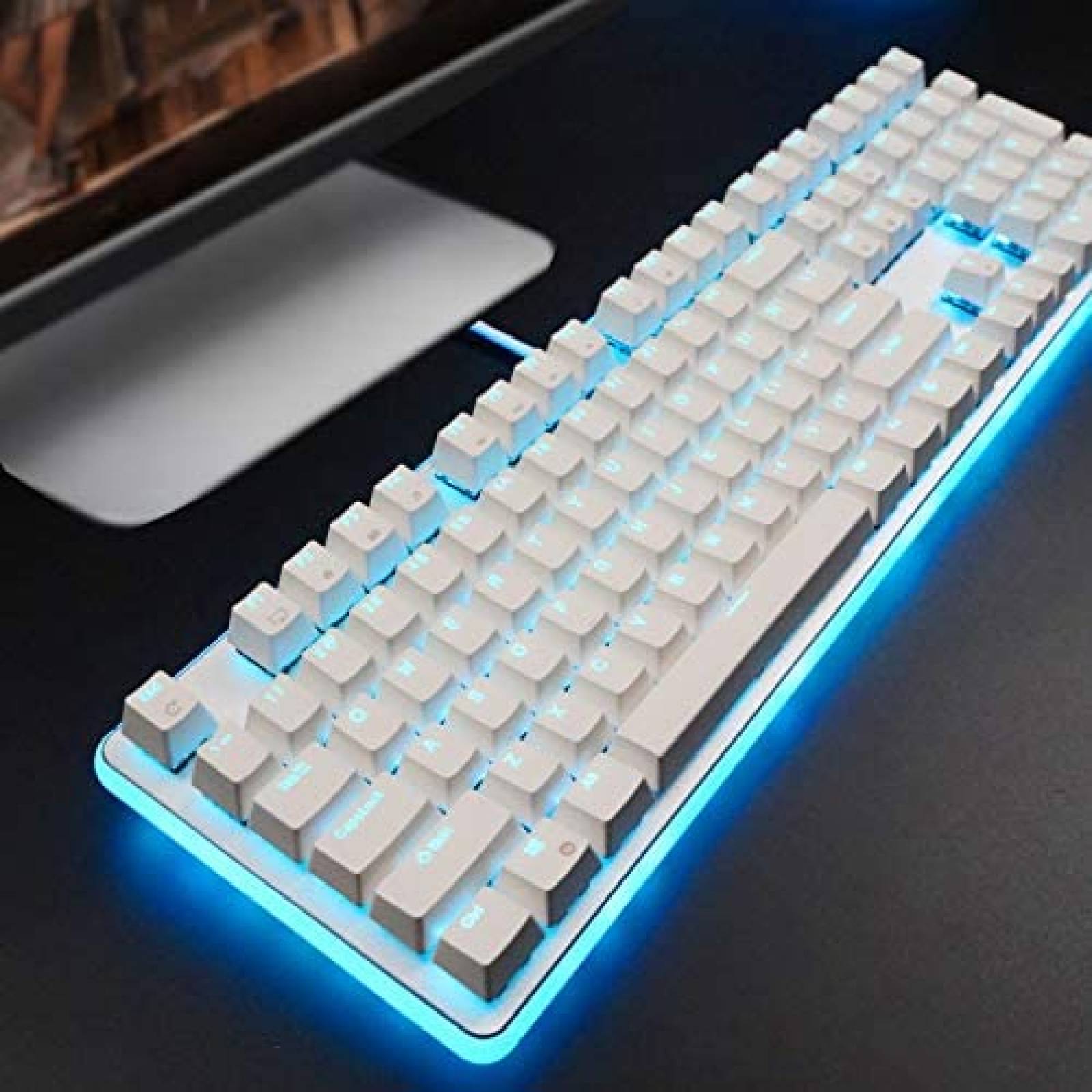 Teclado Gamer ROYAL KLUDGE con Luz LED de 108 Teclas -Blanco