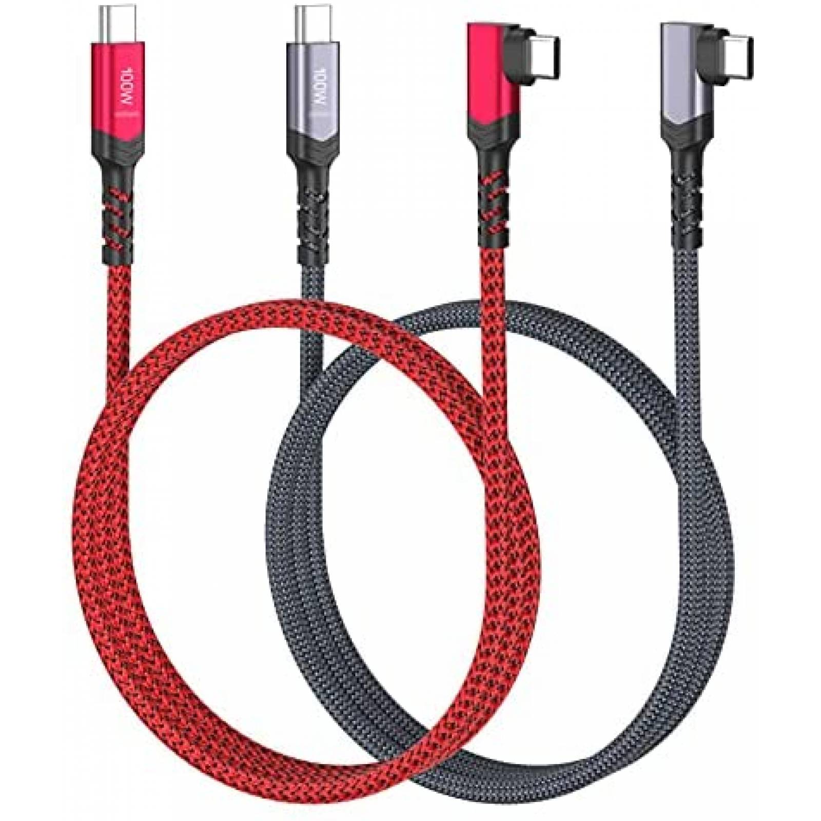 Cable Besgoods 2 Pzs 100W 10Gbps USB-C a USB-C -Rojo/Negro