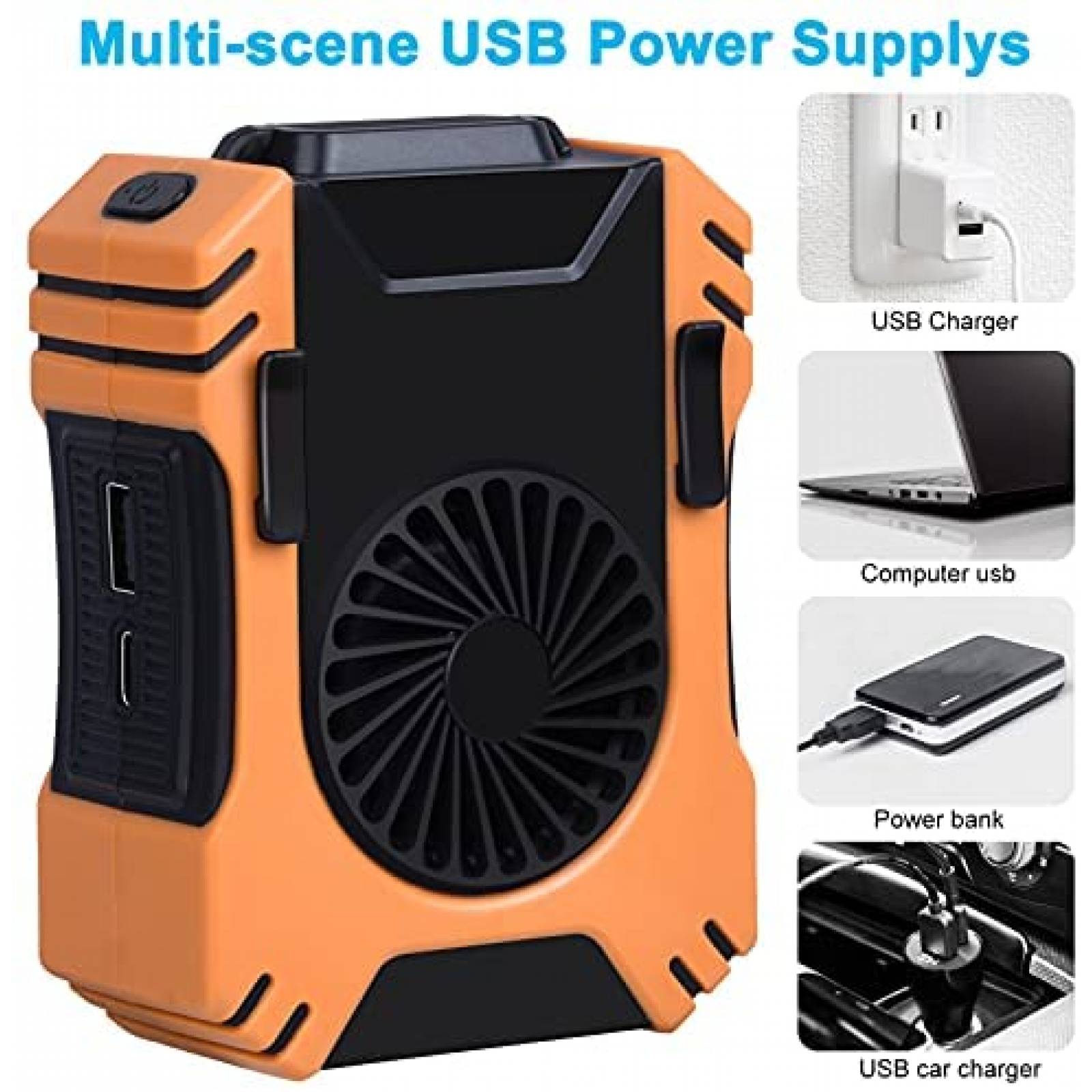 Ventilador de cintura Cadrim portatil, mini USB 8000RPM