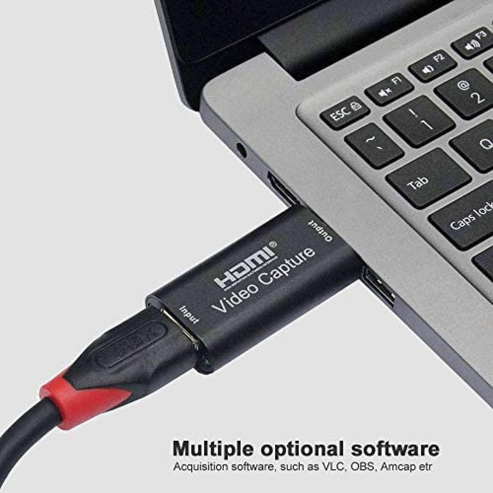 Tarjeta Captura AOGITKE Audio 4K HDMI USB Computador -Negro
