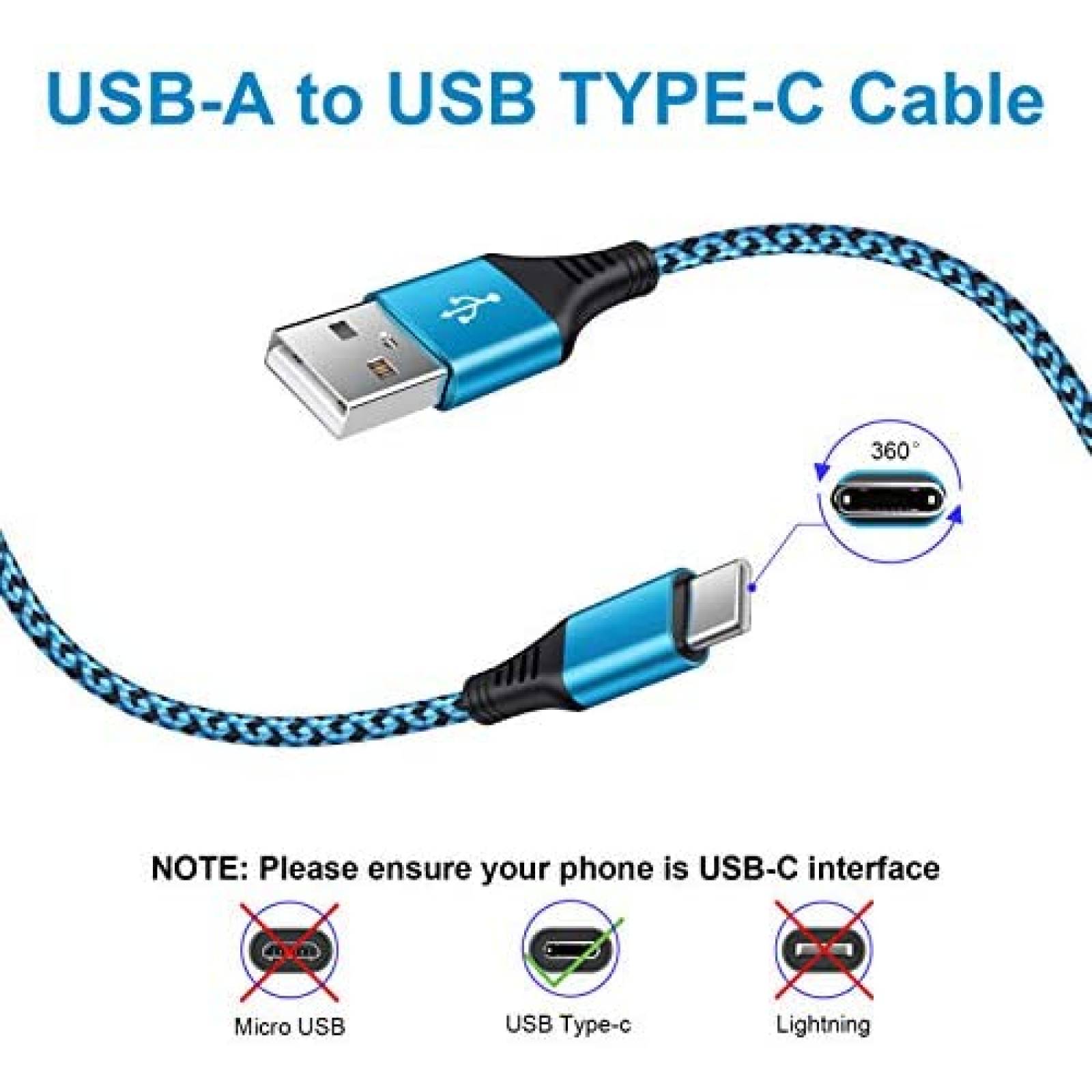 Cable USB HUHUTa tipo C 4 unidades de 6 pies carga rapida