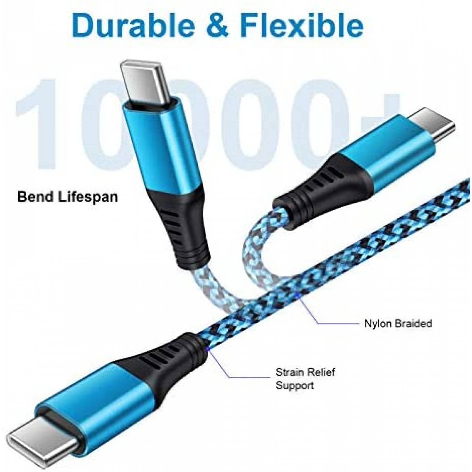 Cable USB HUHUTa tipo C 4 unidades de 6 pies carga rapida