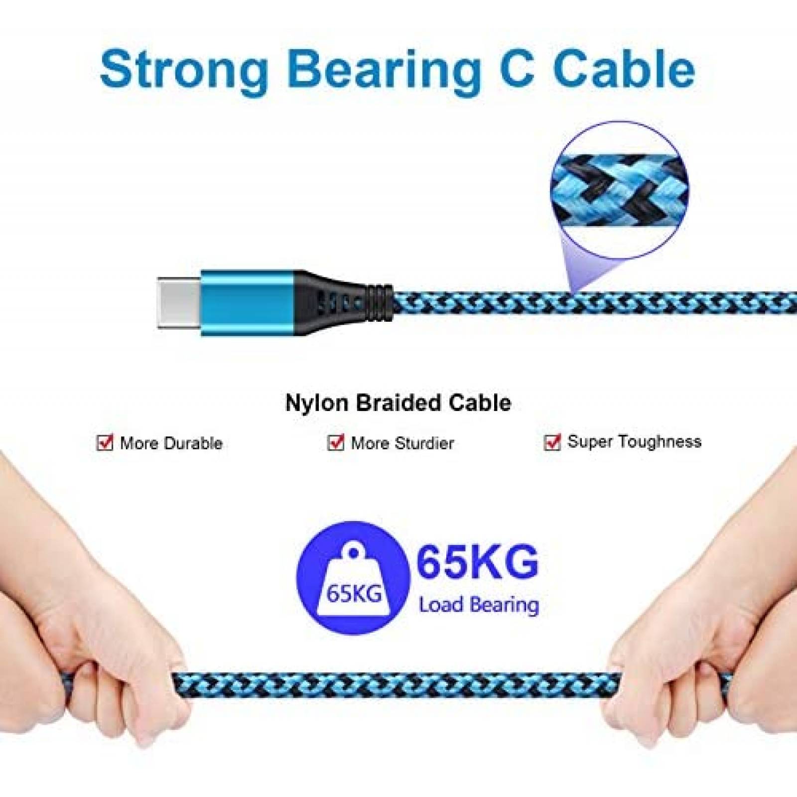 Cable USB HUHUTa tipo C 4 unidades de 6 pies carga rapida