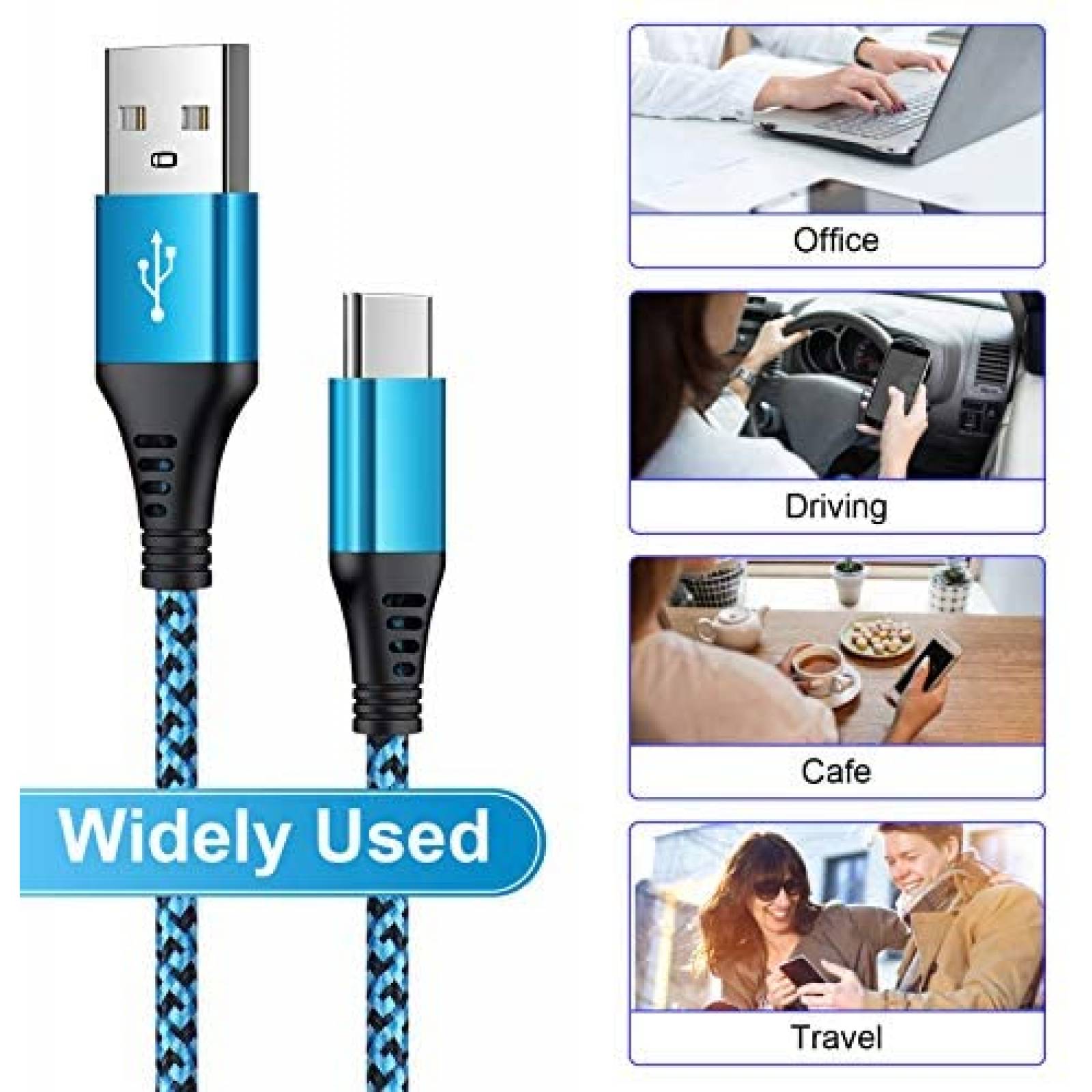 Cable USB HUHUTa tipo C 4 unidades de 6 pies carga rapida