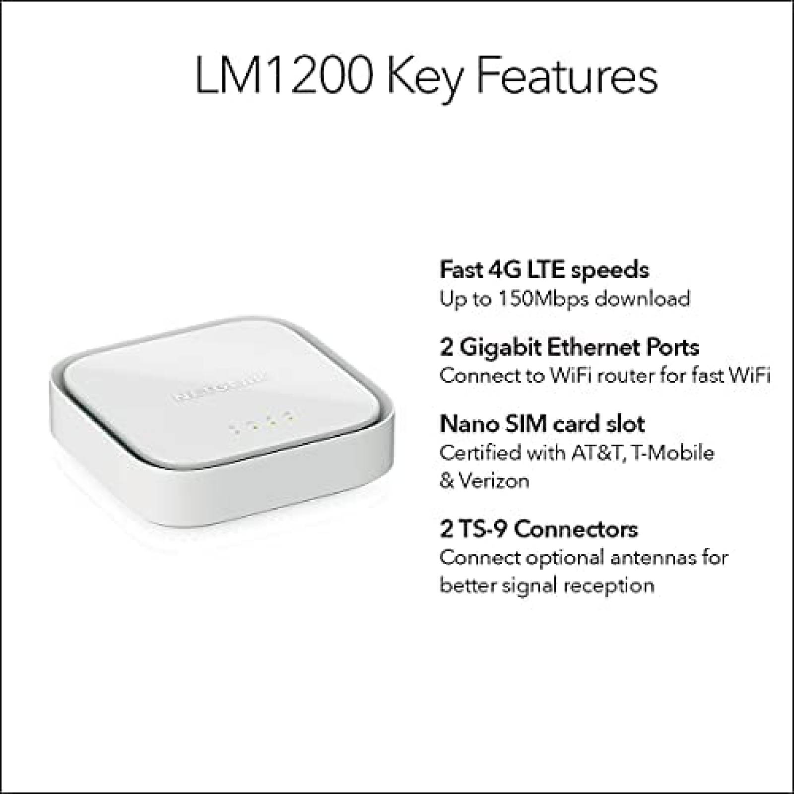 Modem NETGEAR LM1200 150mbps 4G LTE ethernet/wifi -Blanco