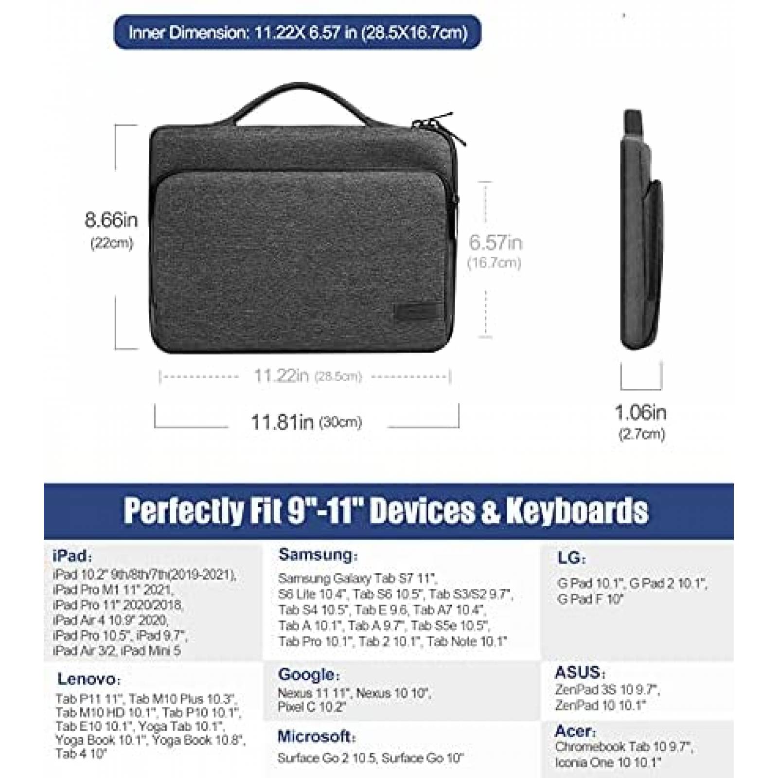 Estuche tablet MoKo tipo portafolio hasta 11" Poliester
