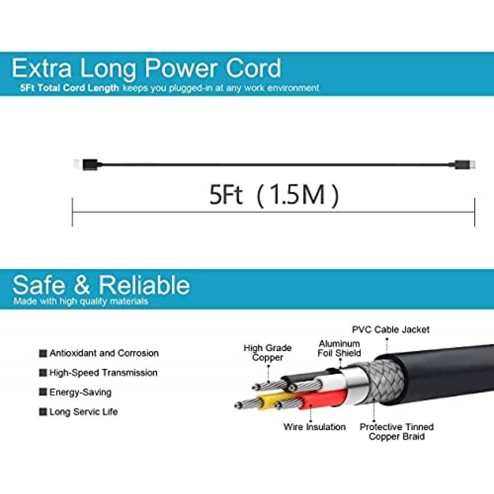 Cable de carga para JBL charge 4 Dexpt USB C 5FT -Negro