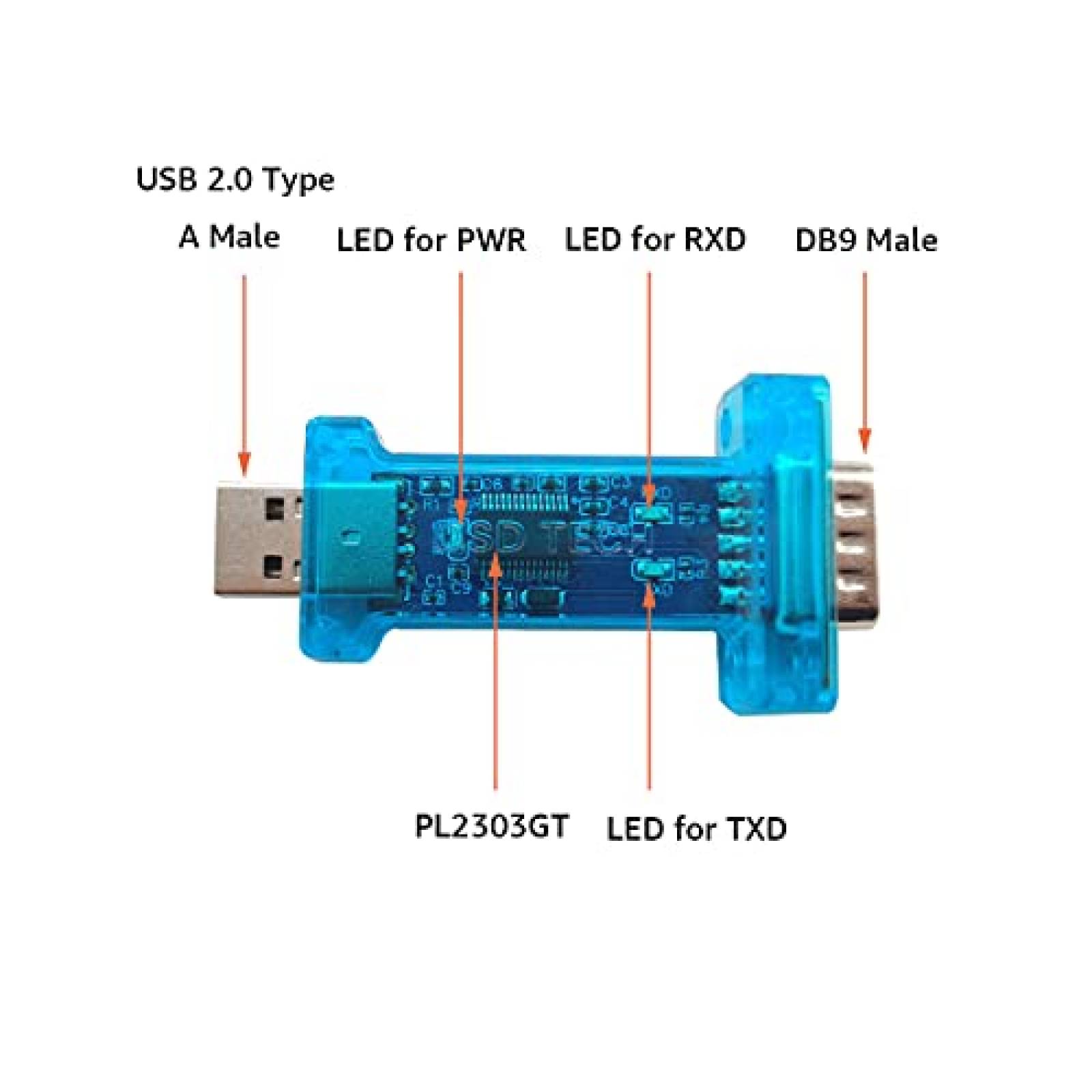 Adaptador DSD TECH SH-S10B USB a Serial RS232 DB9 -Azul