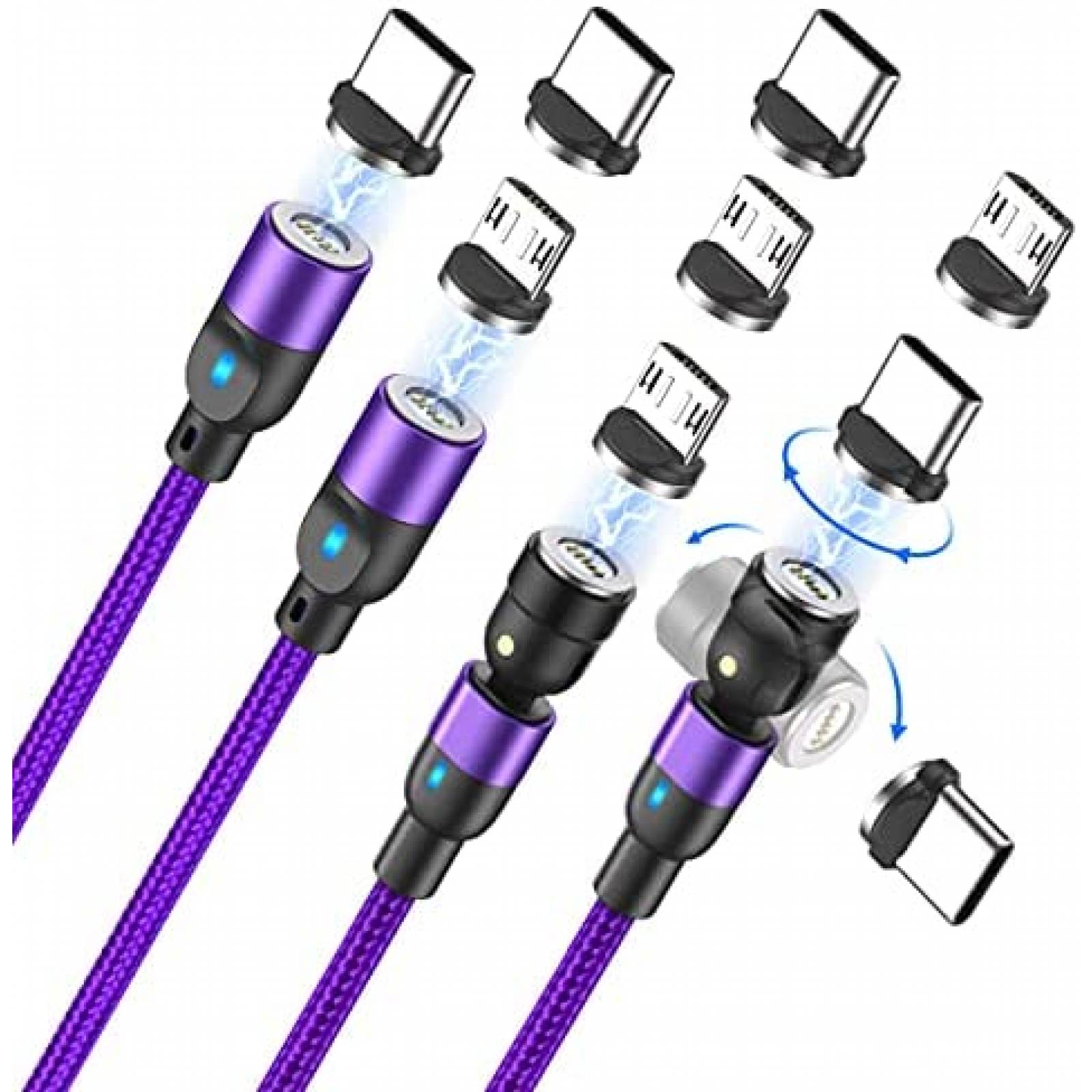 Cable Cargador A.S Magnetico Carga rapida Micro USB -Morado