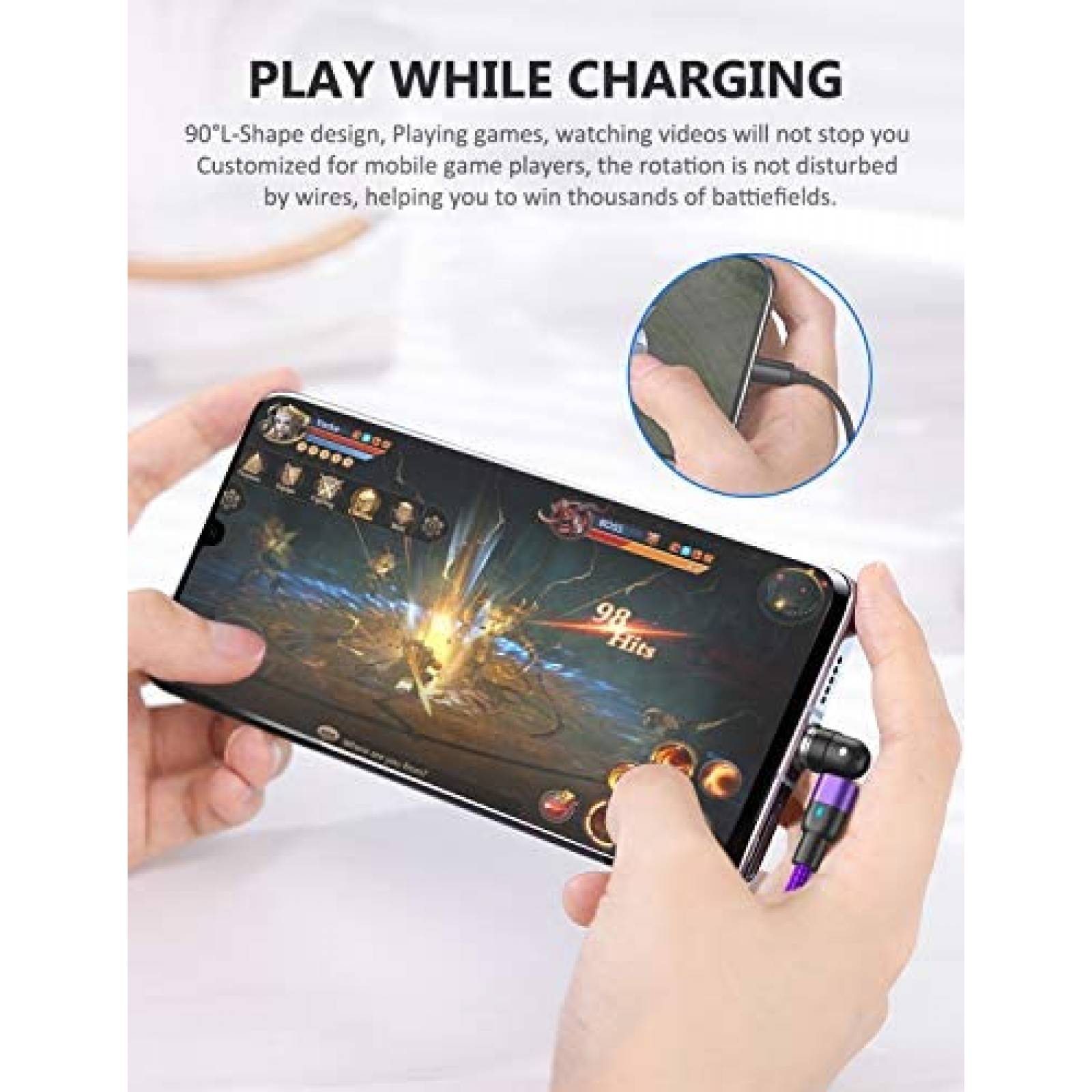 Cable Cargador A.S Magnetico Carga rapida Micro USB -Morado