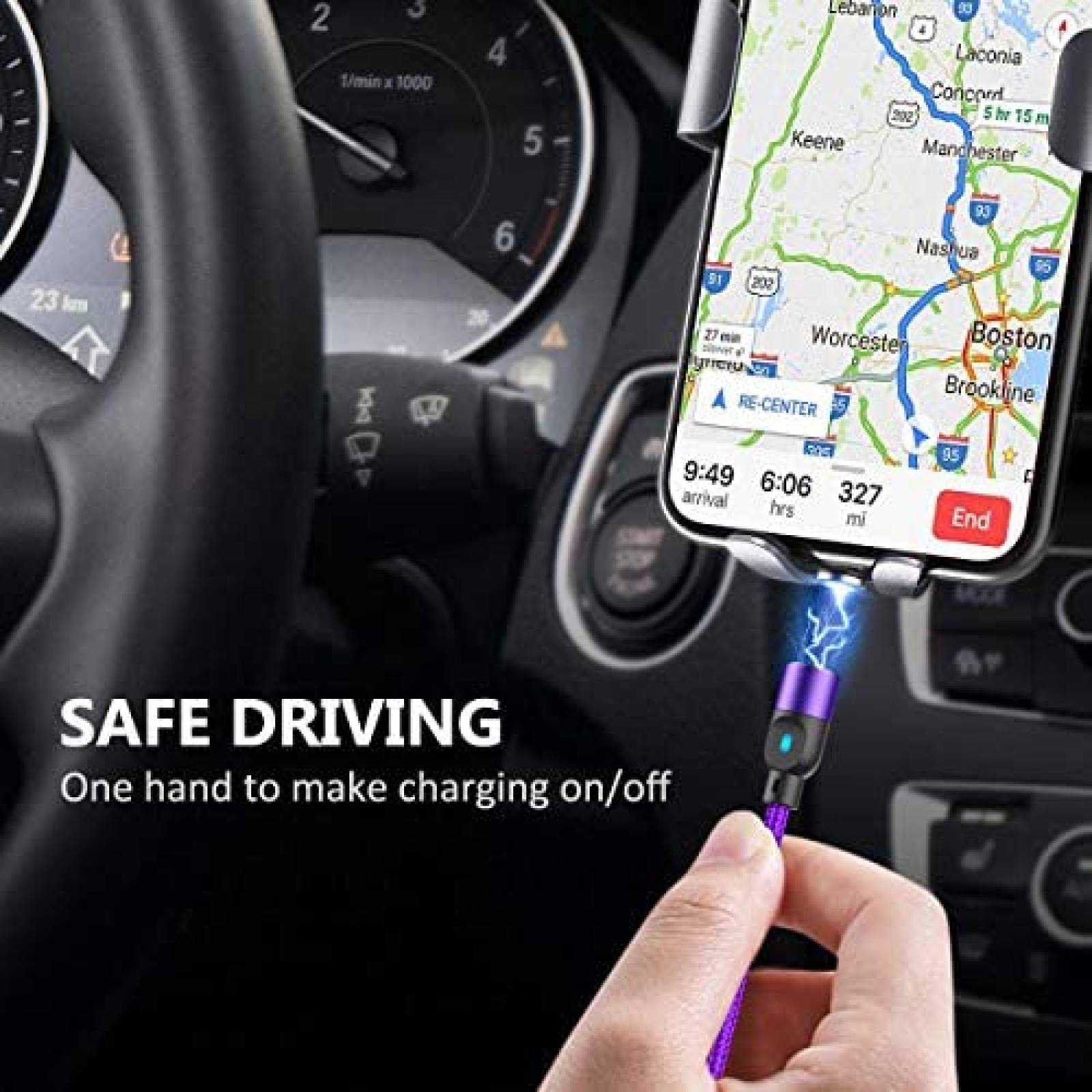 Cable Cargador A.S Magnetico Carga rapida Micro USB -Morado