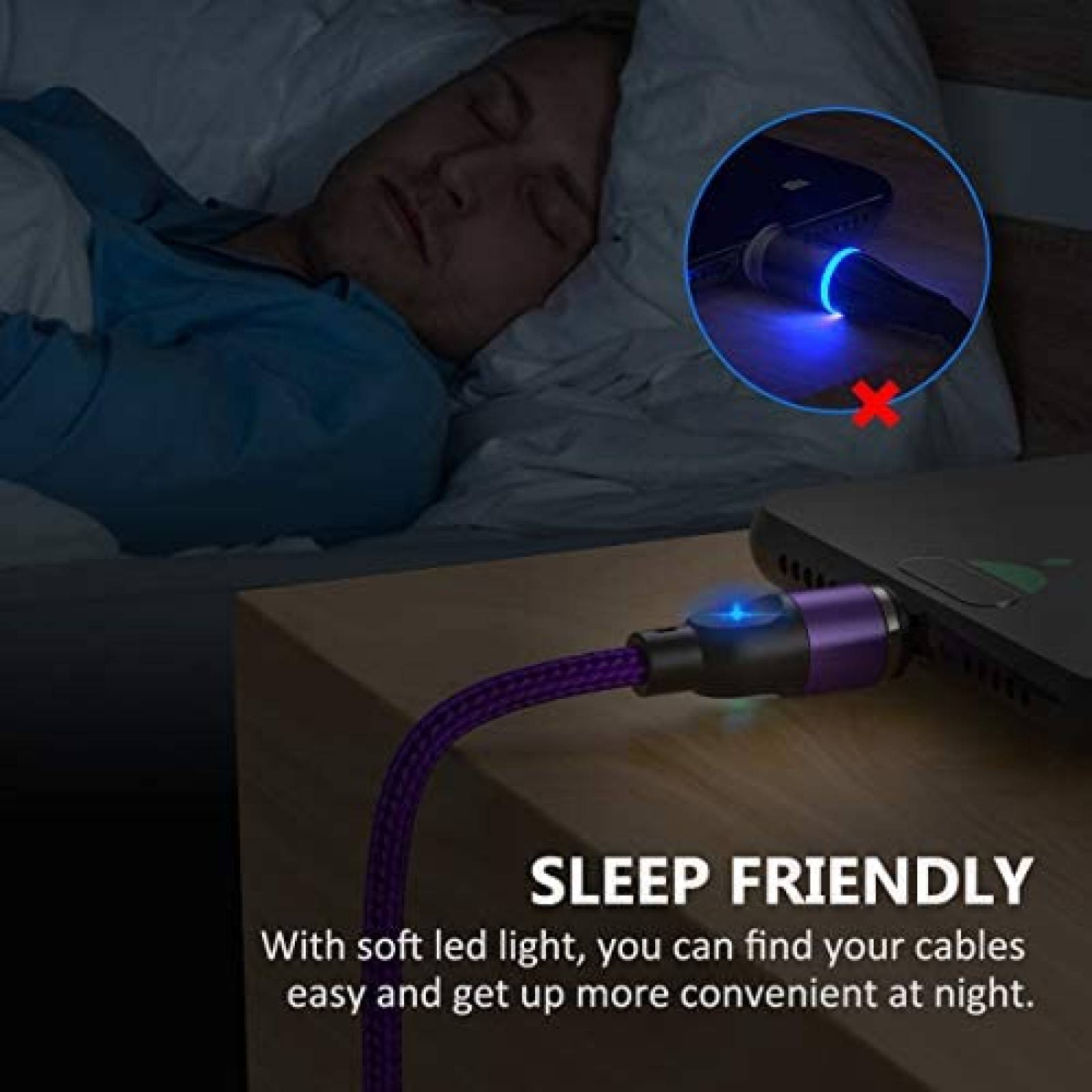 Cable Cargador A.S Magnetico Carga rapida Micro USB -Morado