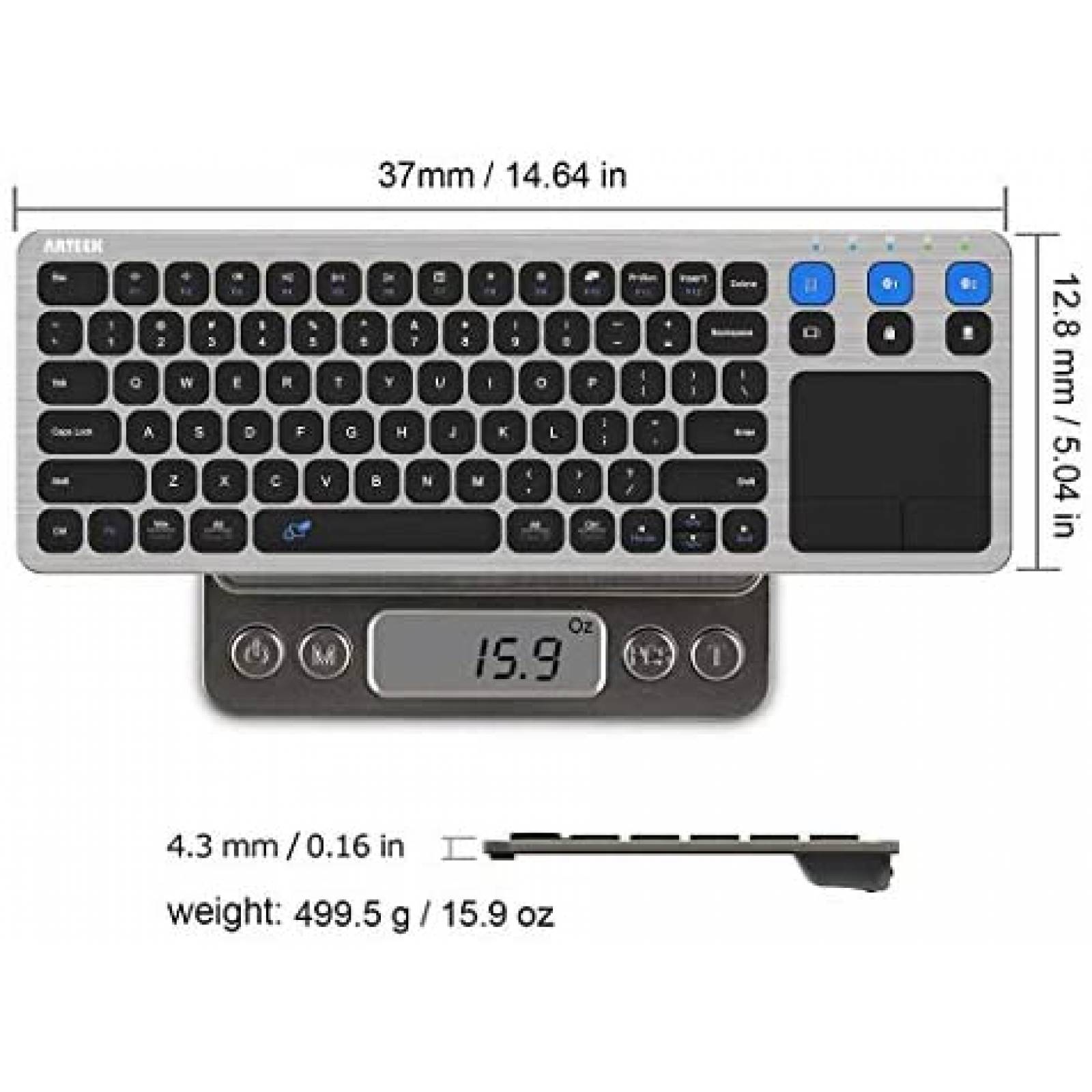 Teclado Arteck Touch TV universal inalambrico de 2.4G -Gris