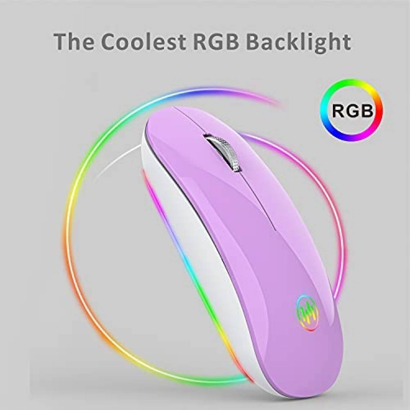 Mouse Uiosmuph G18 inalambrico RGB recargable -Morado