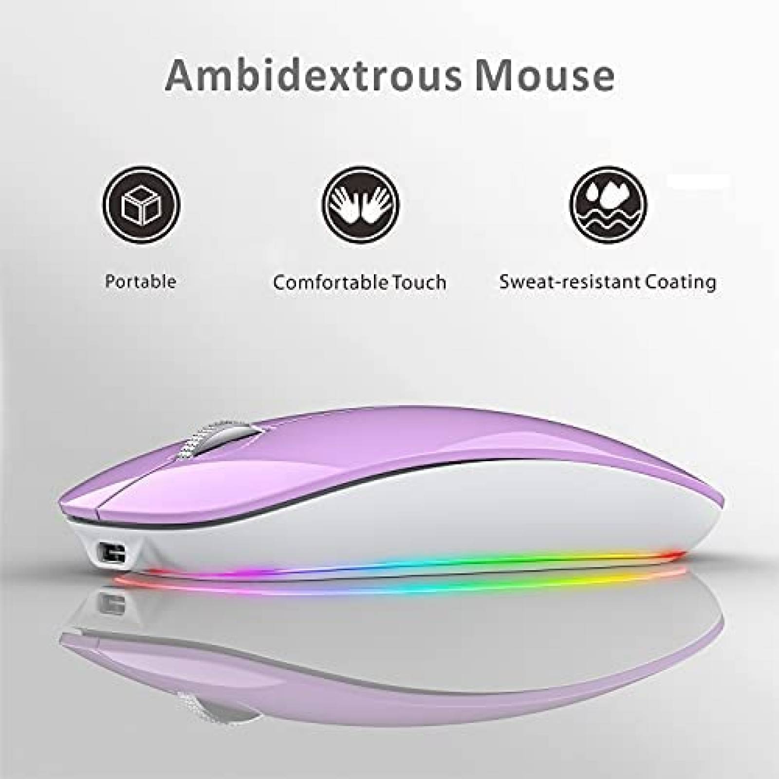 Mouse Uiosmuph G18 inalambrico RGB recargable -Morado