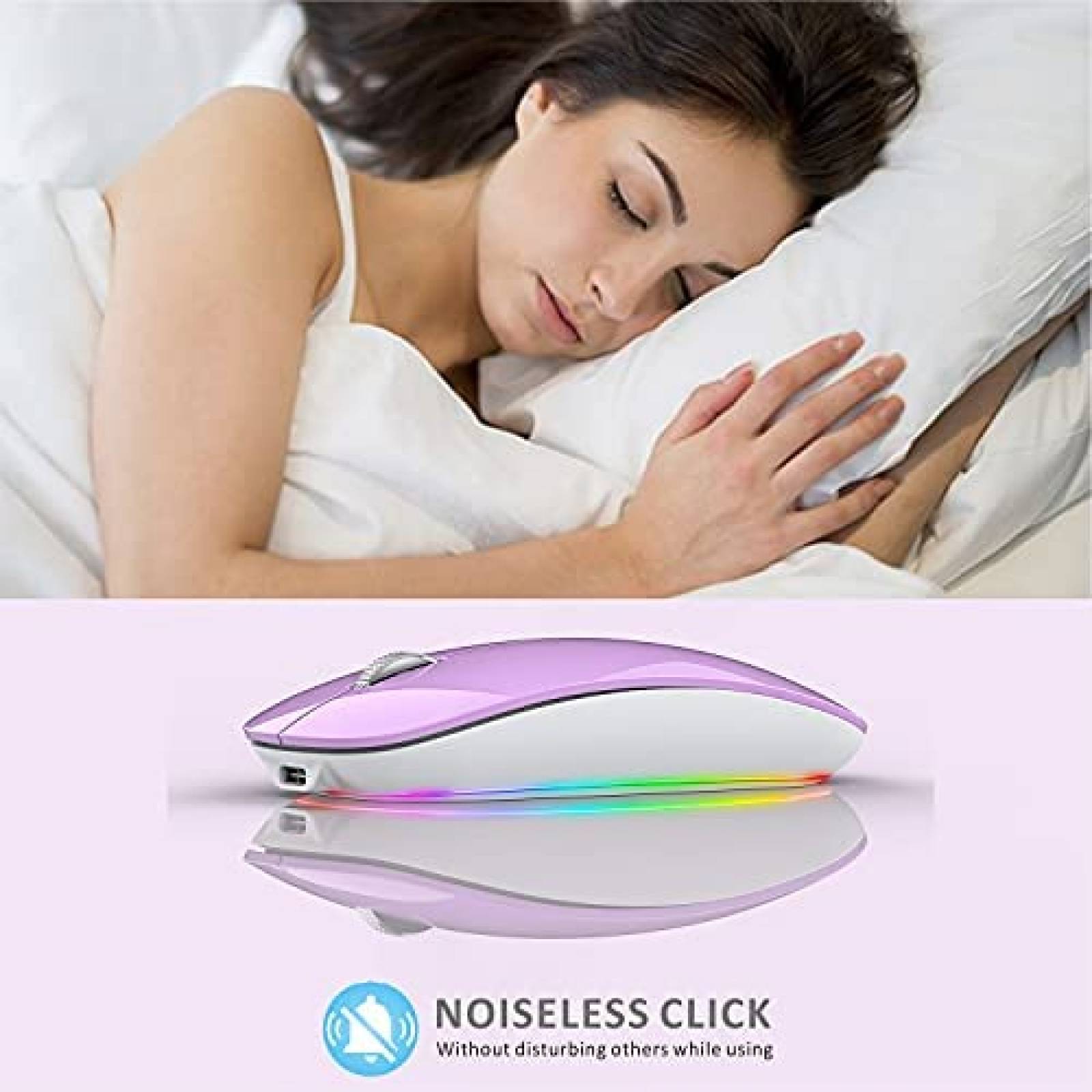 Mouse Uiosmuph G18 inalambrico RGB recargable -Morado