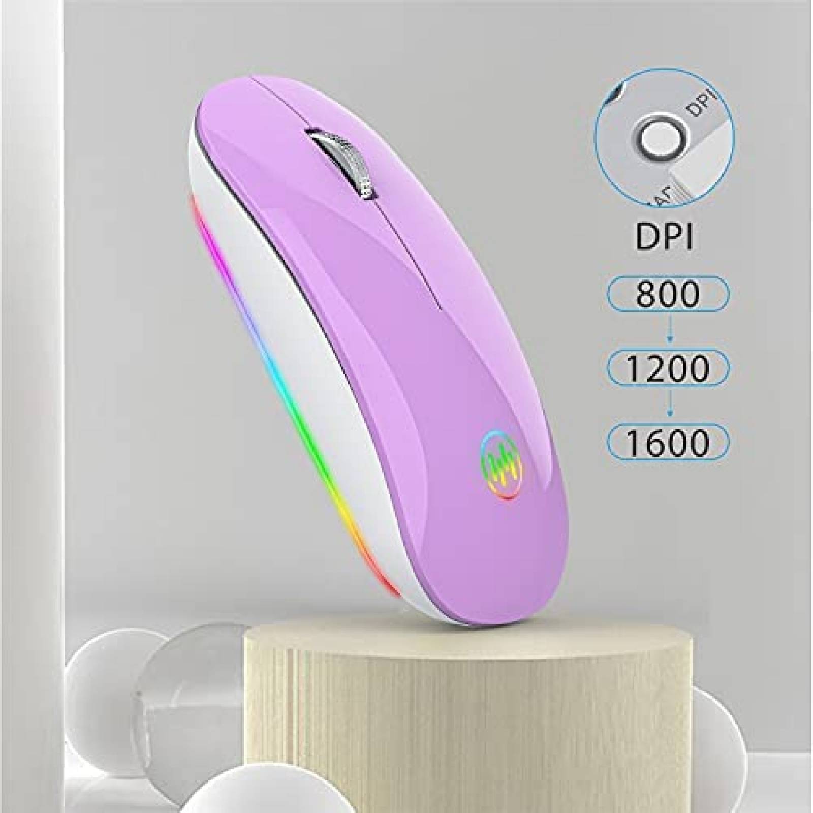 Mouse Uiosmuph G18 inalambrico RGB recargable -Morado