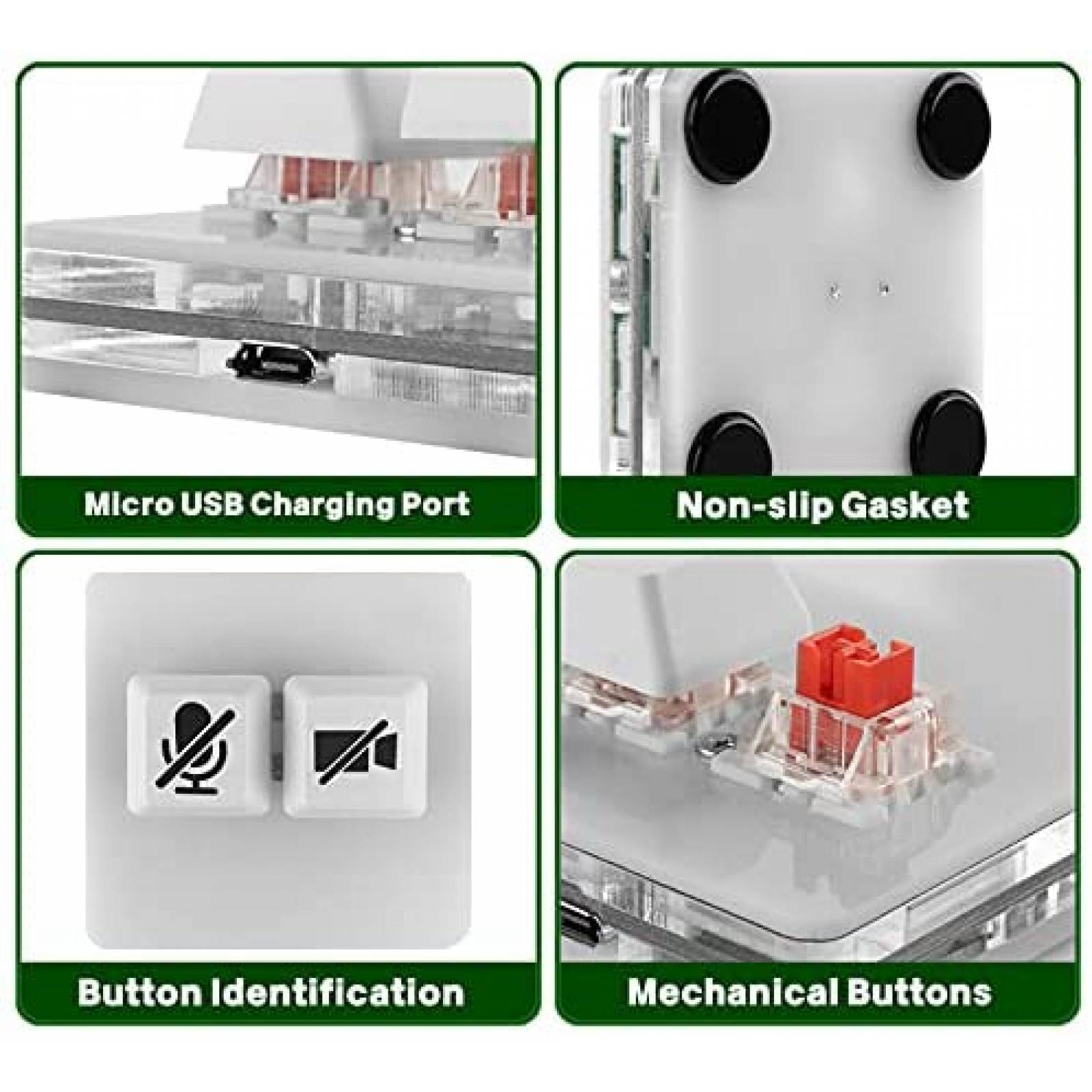 Teclas de Mute para Zoom Linkidea USB para MacOS -Blanco