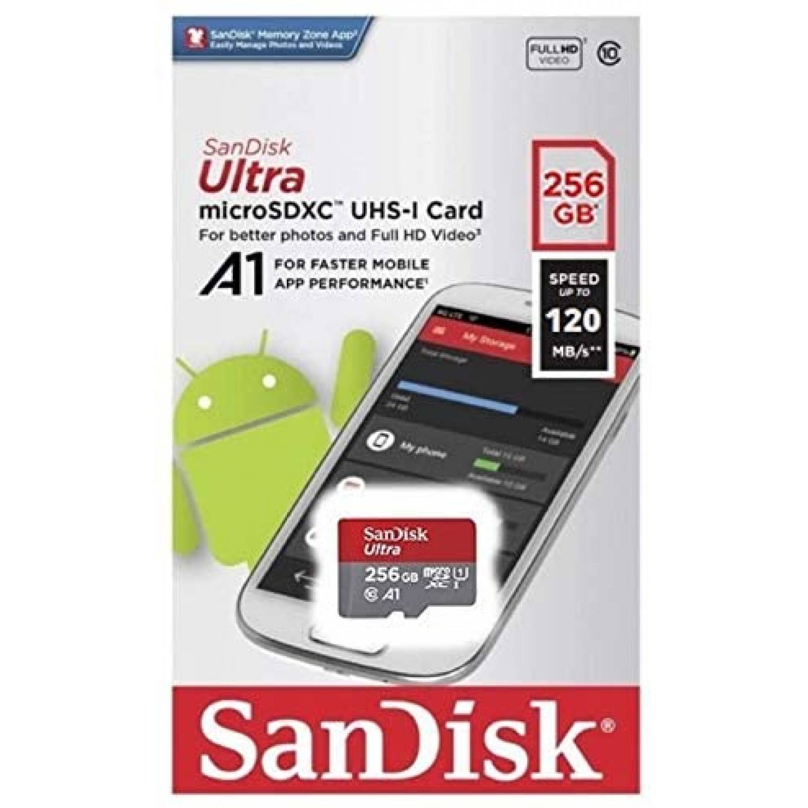 Tarjeta SD SanDisk Ultra de 256GB + Lector EBS -Gris