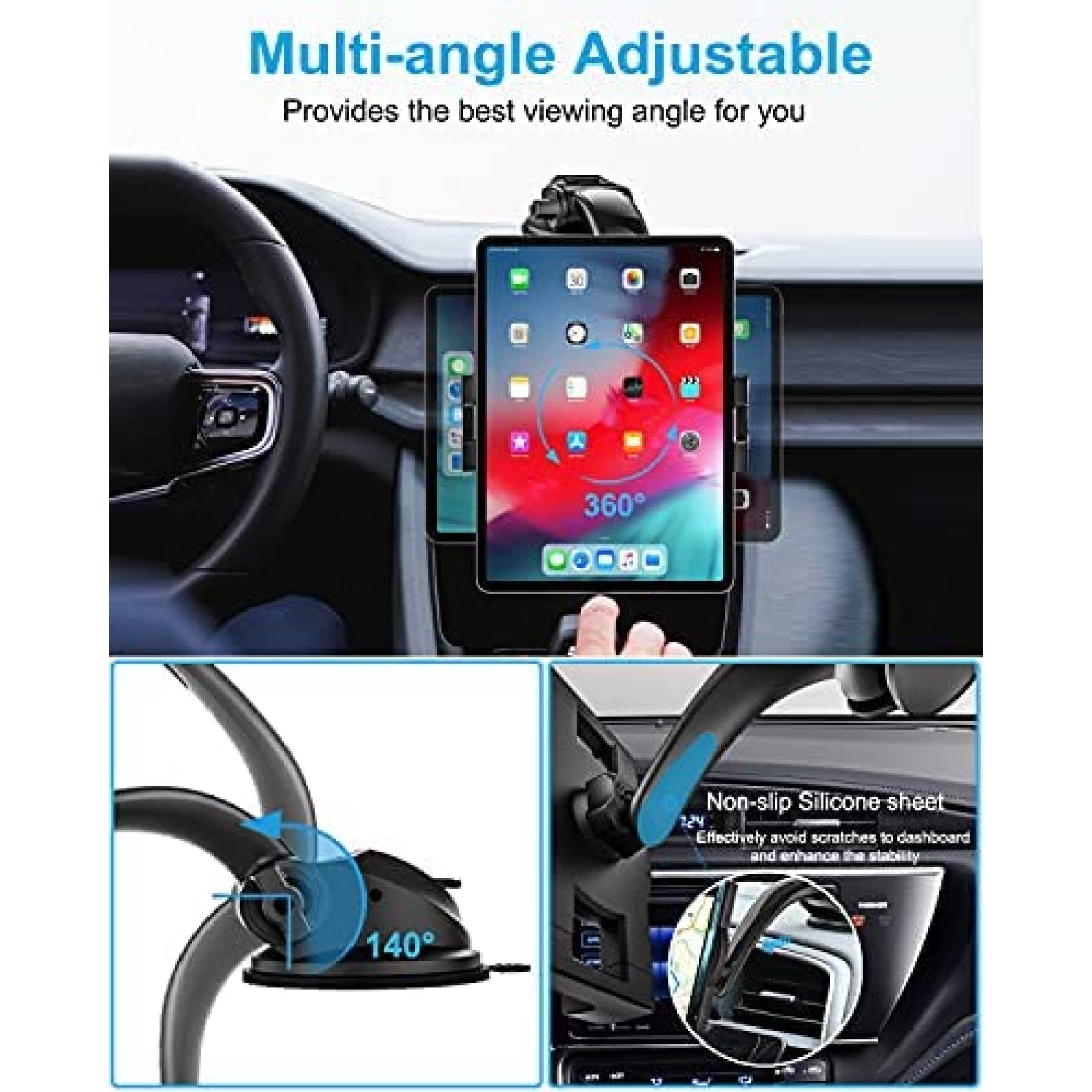 Soporte de Celular/Tablet para Auto Woleyi 4"-13" -Negro