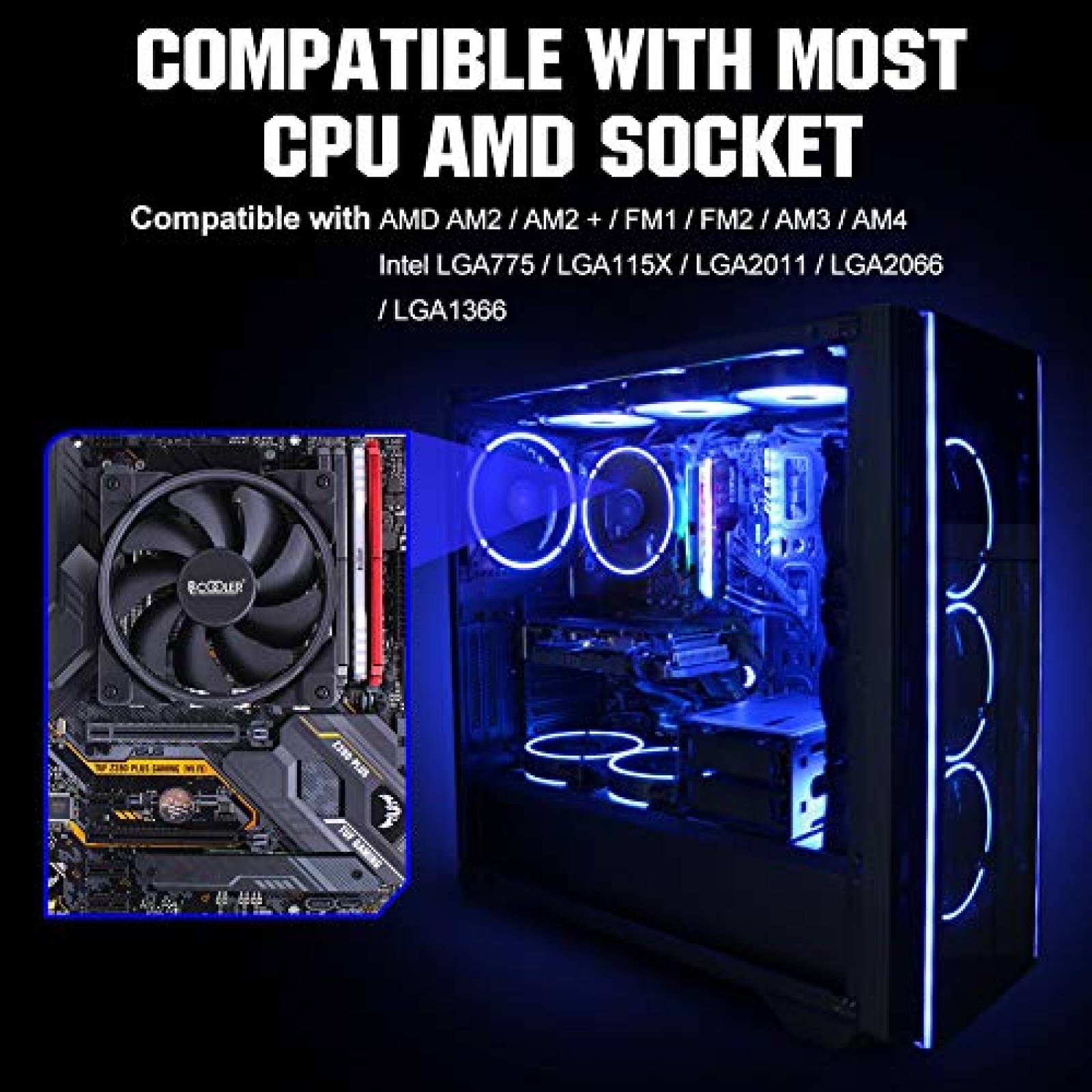 Enfriador de CPU PCCOOLER Gl-46U LED de 120 mm -Negro