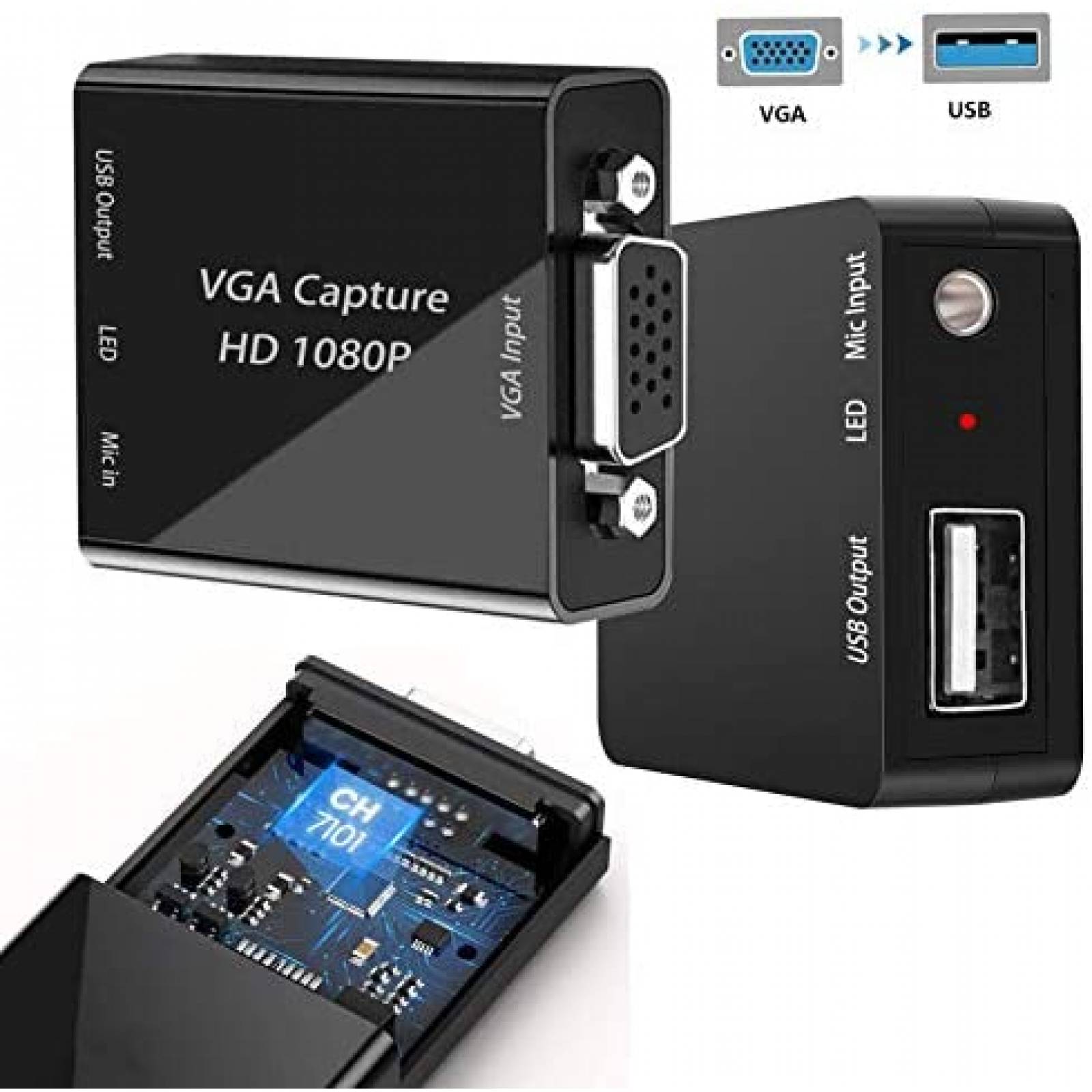Tarjeta de captura Generico VGA a USB con entrada microfono
