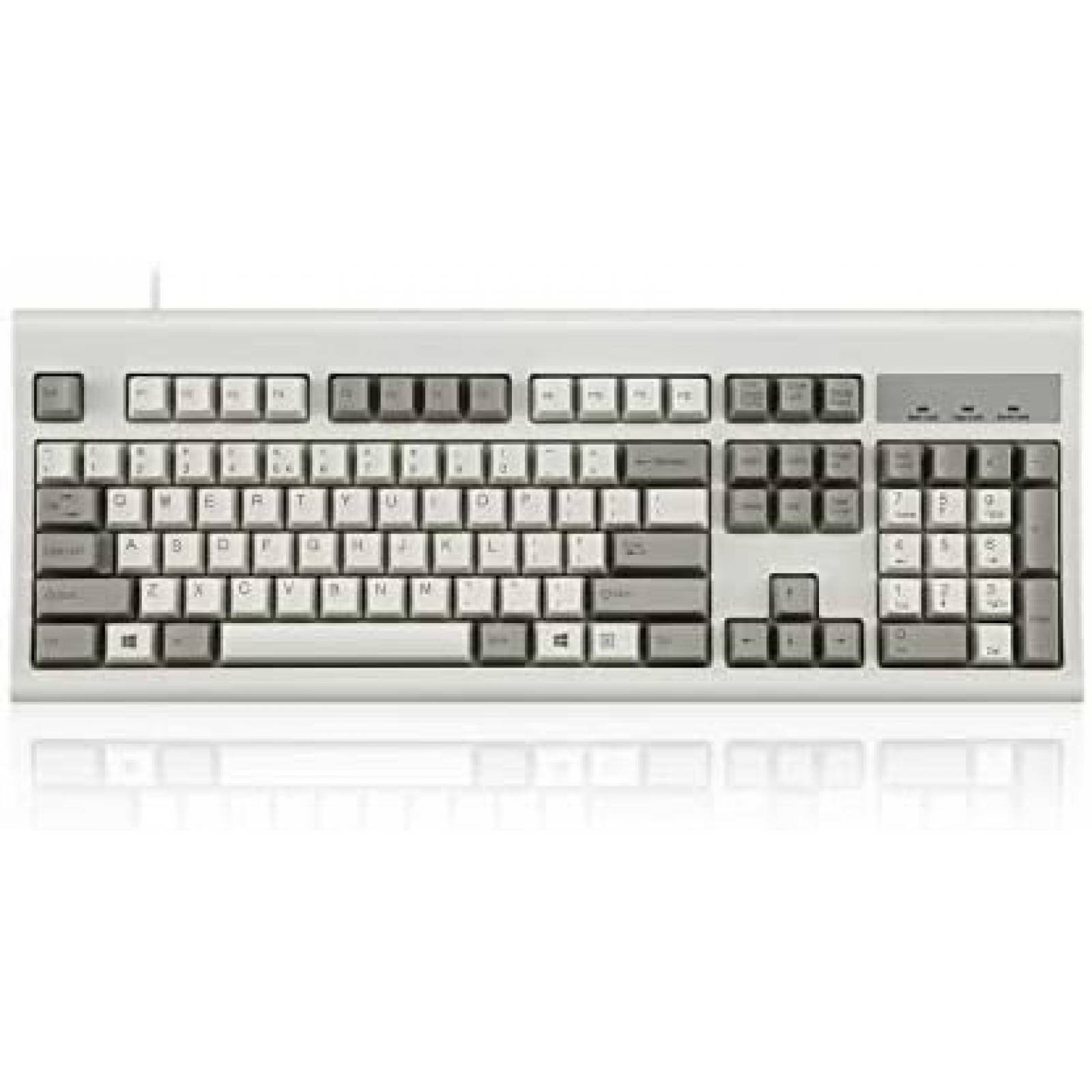 Teclado Perixx Clasico retro 106M Ergonomico USB -Blanco