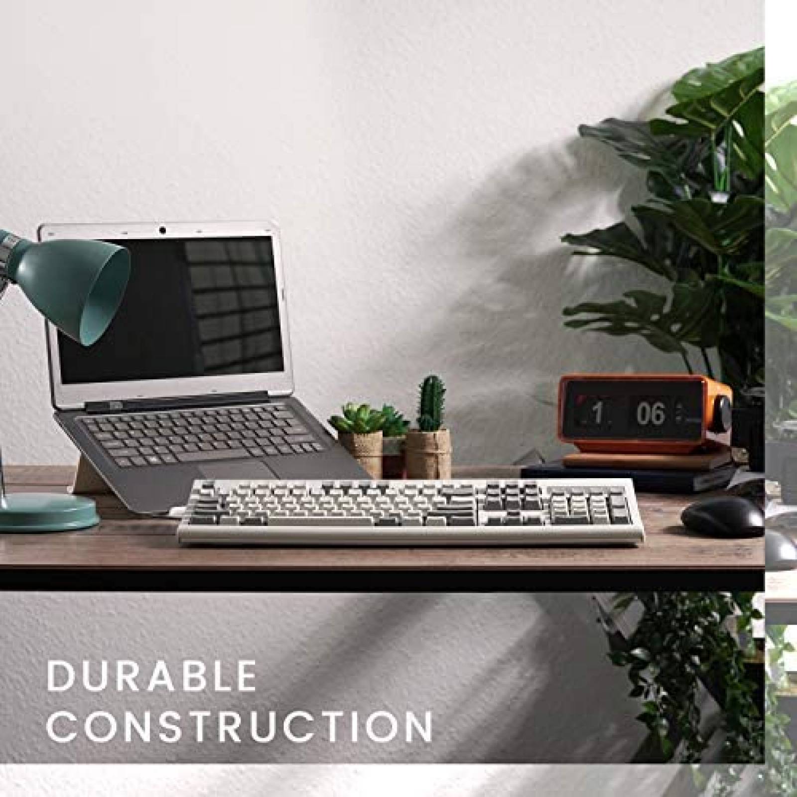 Teclado Perixx Clasico retro 106M Ergonomico USB -Blanco