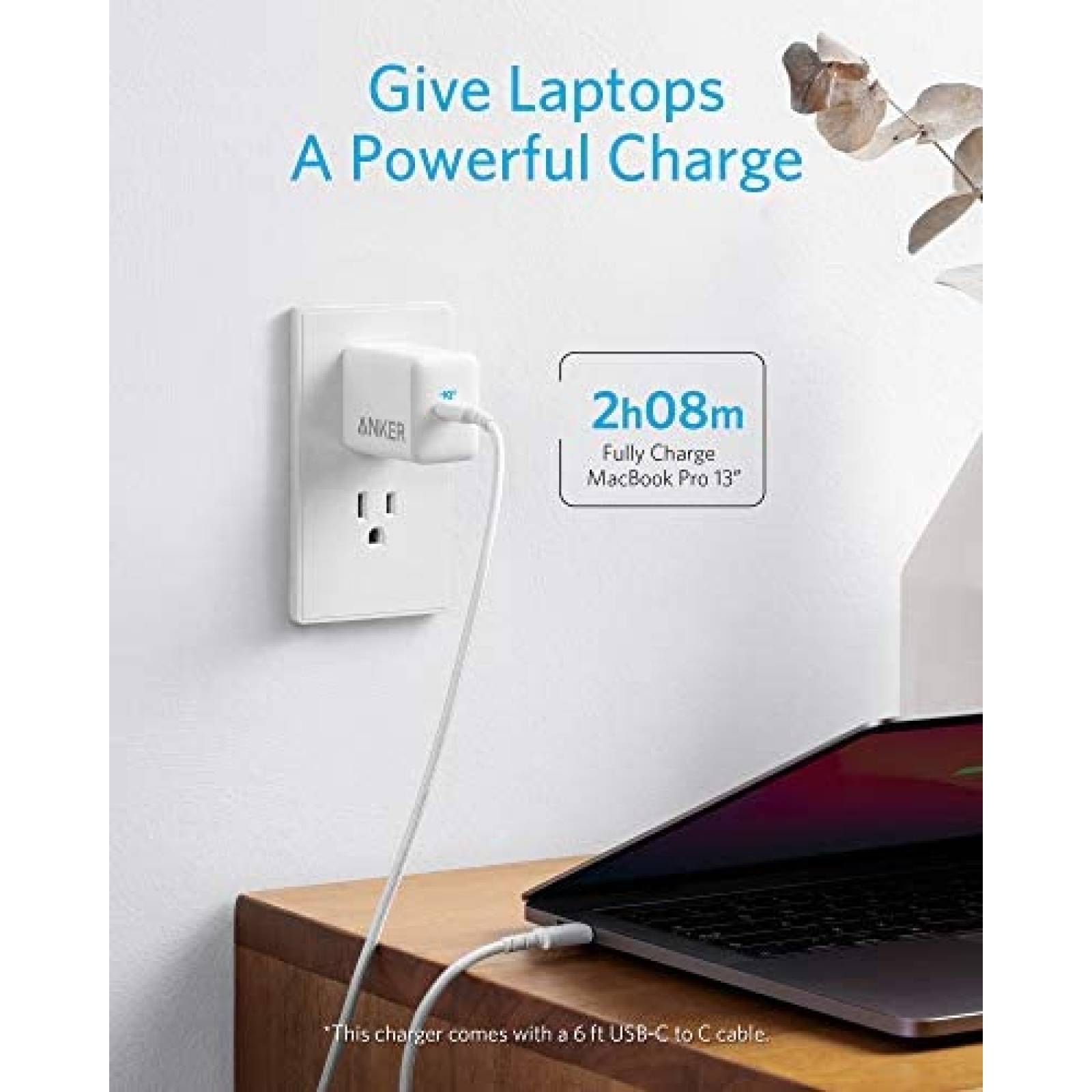 Cargador Anker A2718 USB C 65W Compatible carga rapida