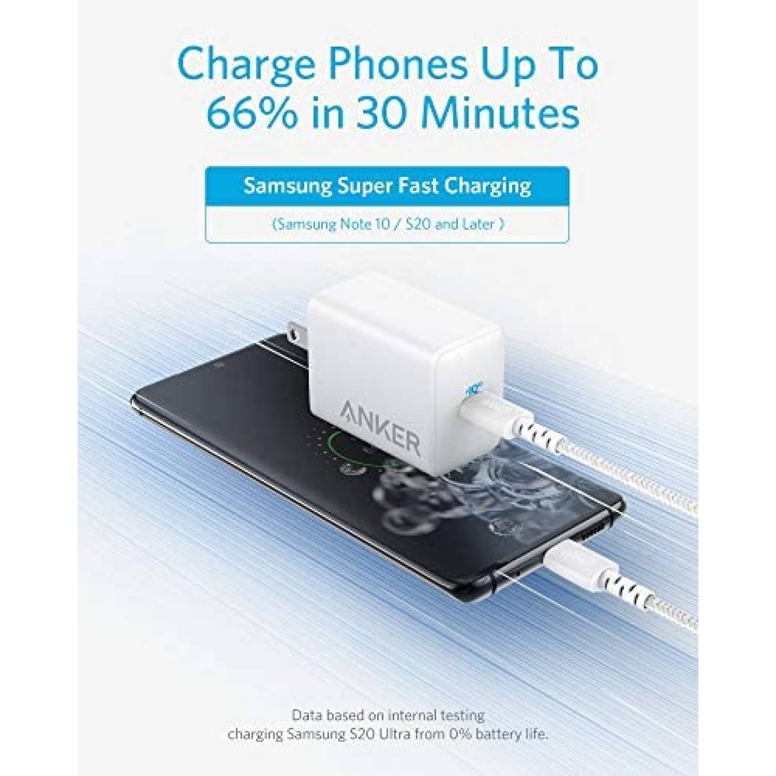 Cargador Anker A2718 USB C 65W Compatible carga rapida