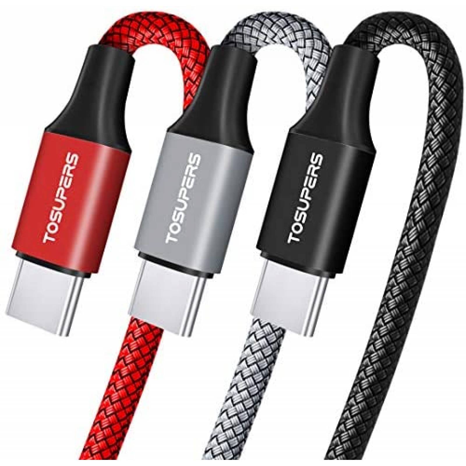 Cable TOSUPERS TG-C230Y 3pzs 10' USB-A A USB-C -Negro